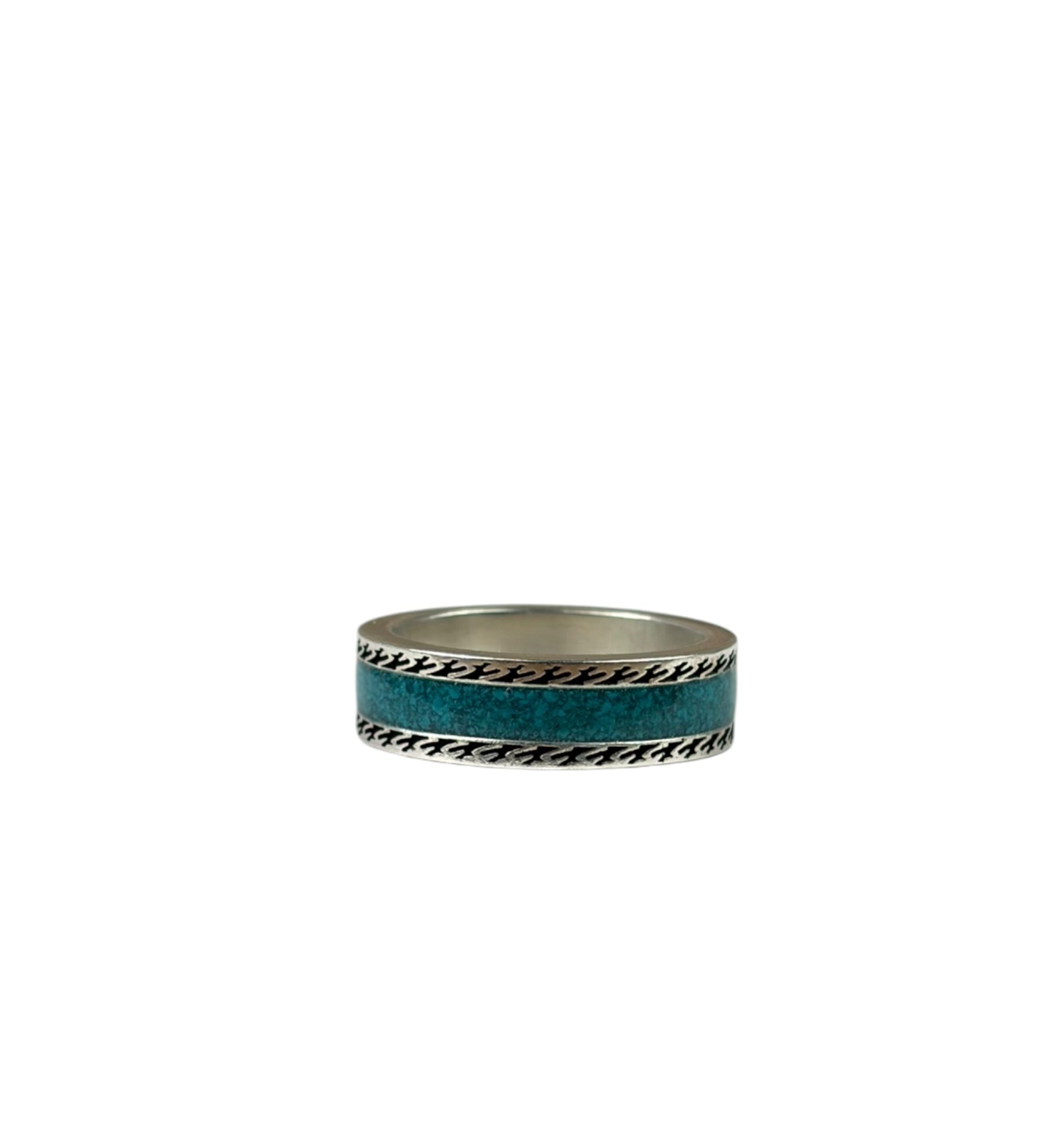 Gucci SS Silver & Turquoise Enamel Band Ring