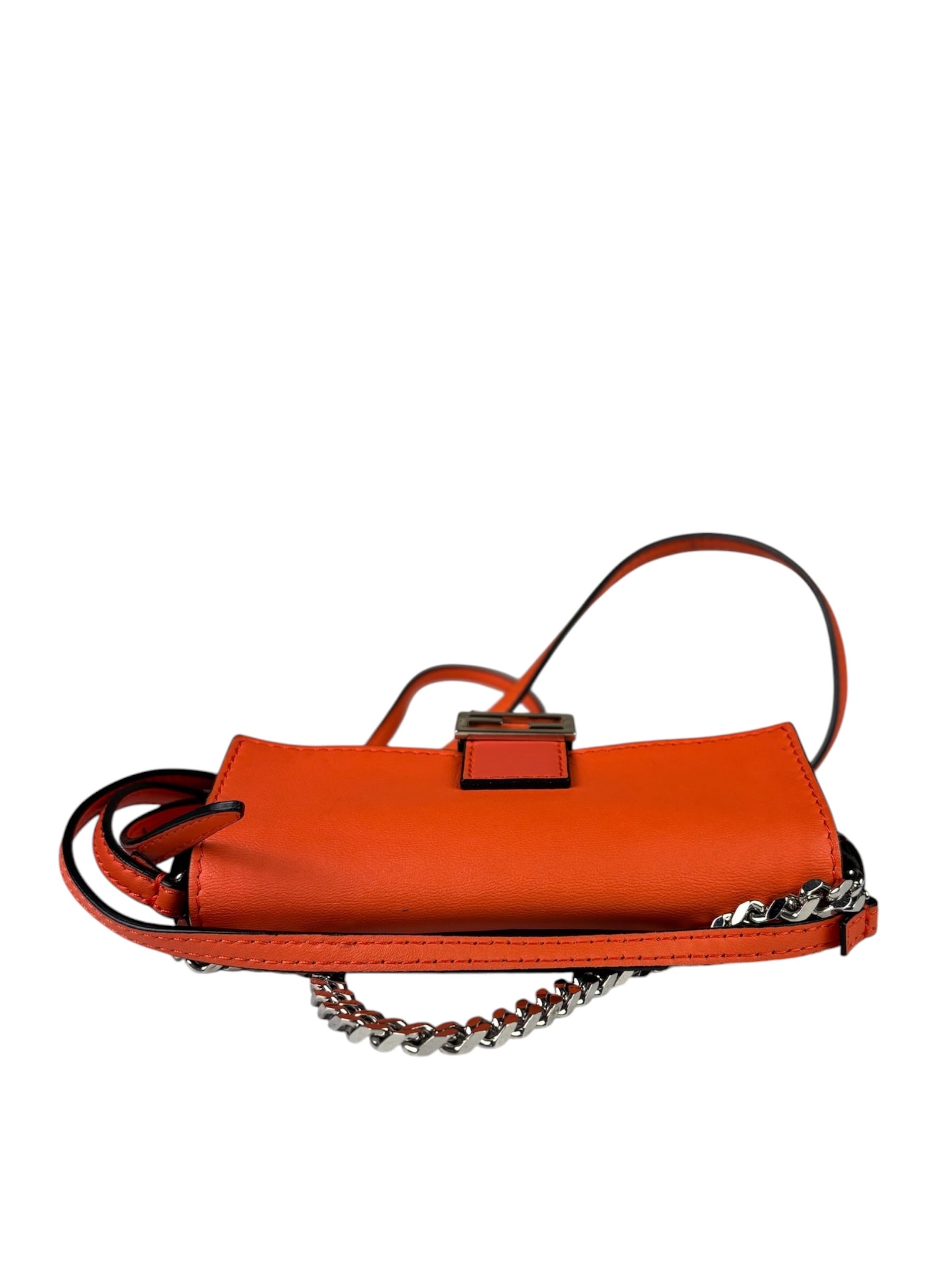 Fendi Orange Leather Mini Baguette