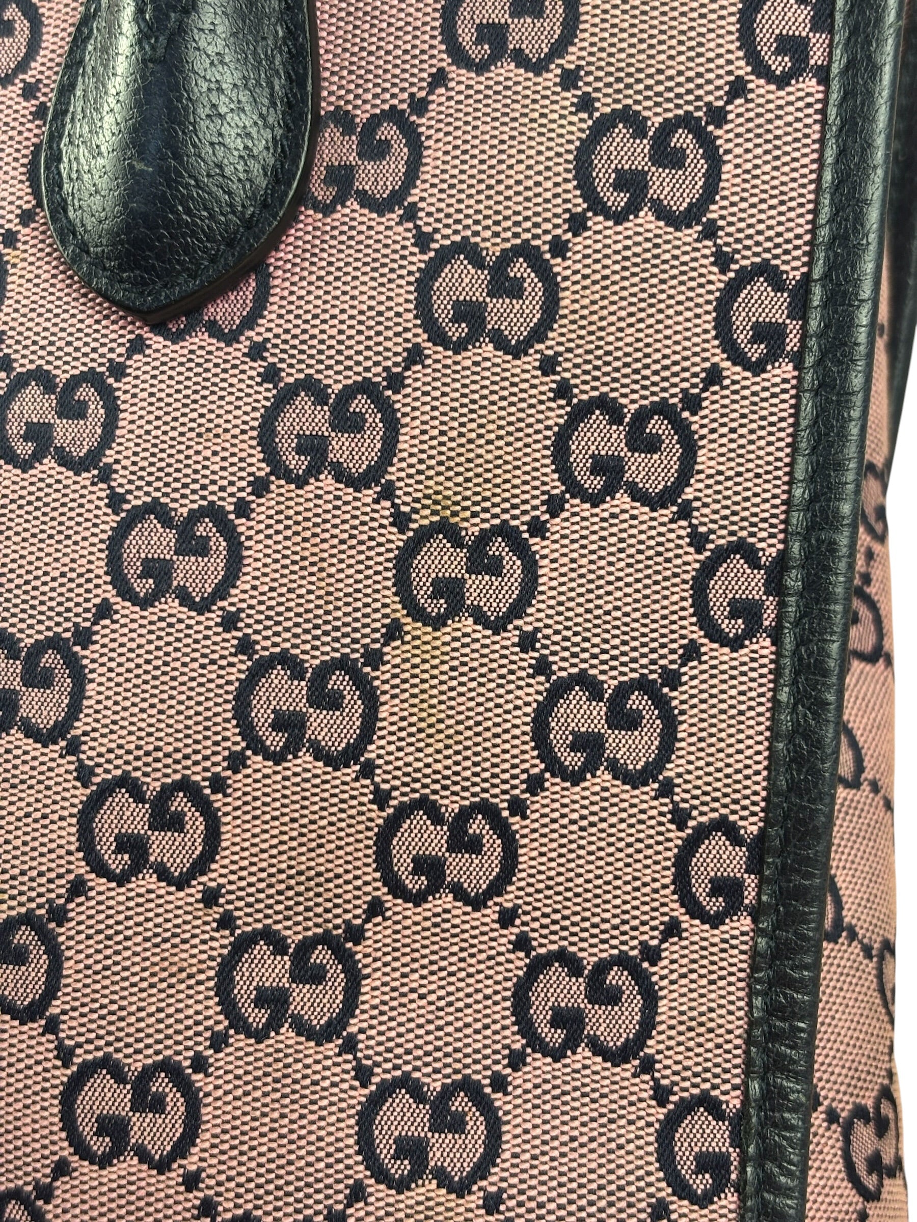 Gucci Bicolor Leather Trim GG Canvas Two-Way Tote Bag