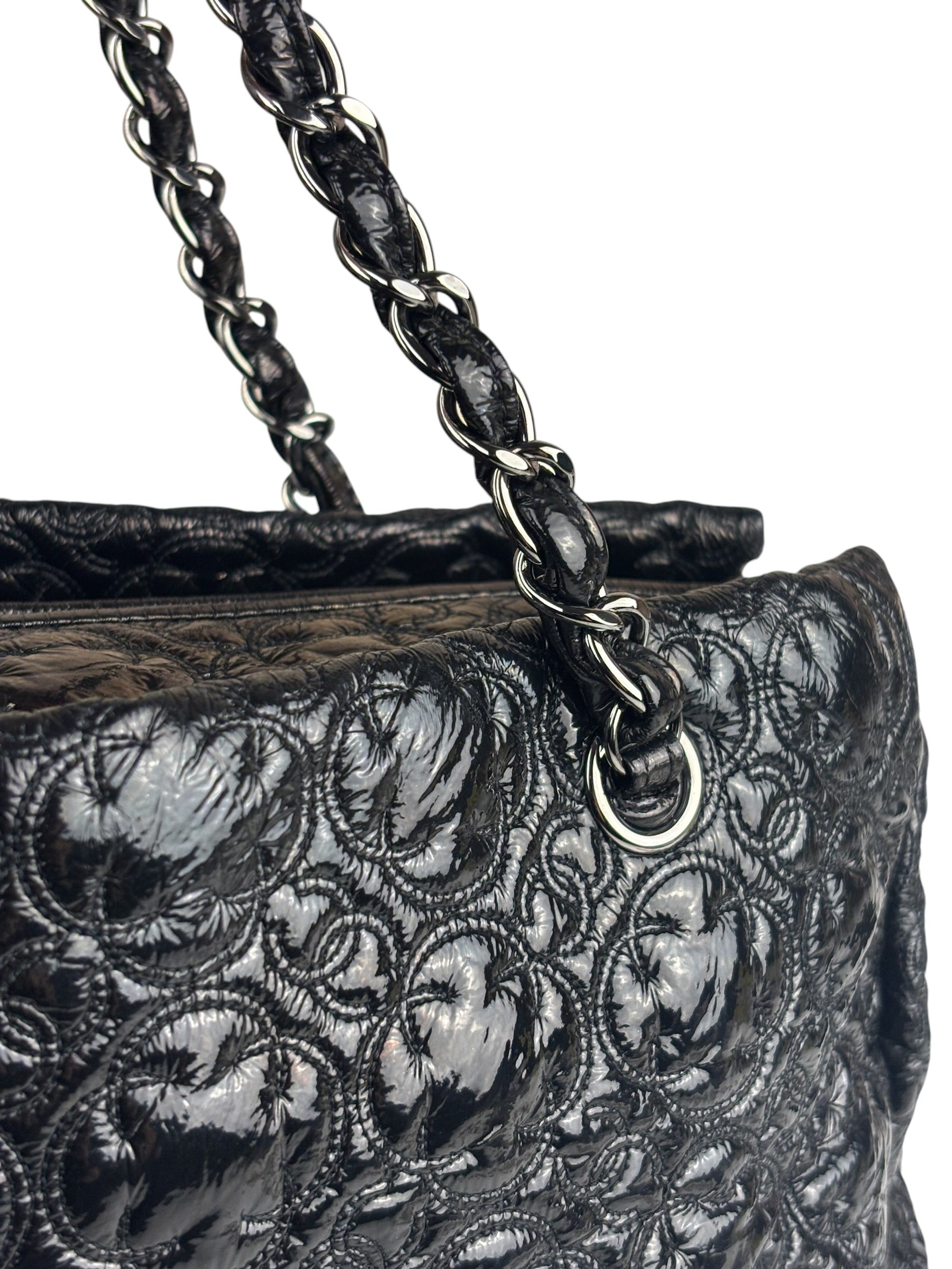 Chanel Black Leather Rock In Moscow Patent Chain Tote Bag 2008