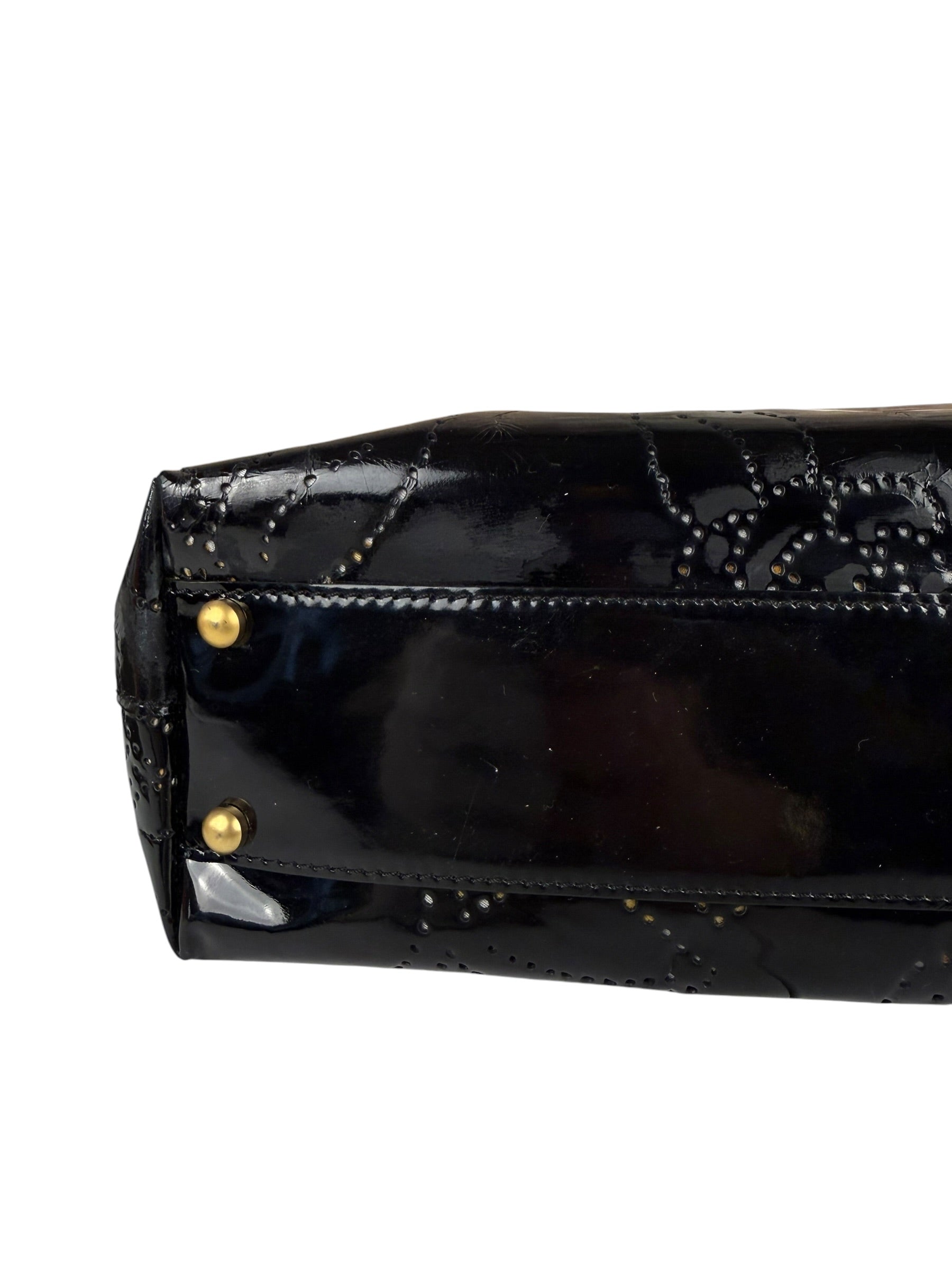 Chanel Black Patent Floral Cutout Tote (Patent Damaged) 2003