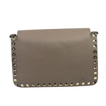 Valentino Neutral Garavani Calfskin Rockstud Crossbody Bag