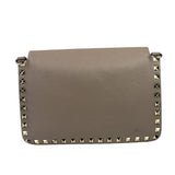 Valentino Neutral Garavani Calfskin Rockstud Crossbody Bag