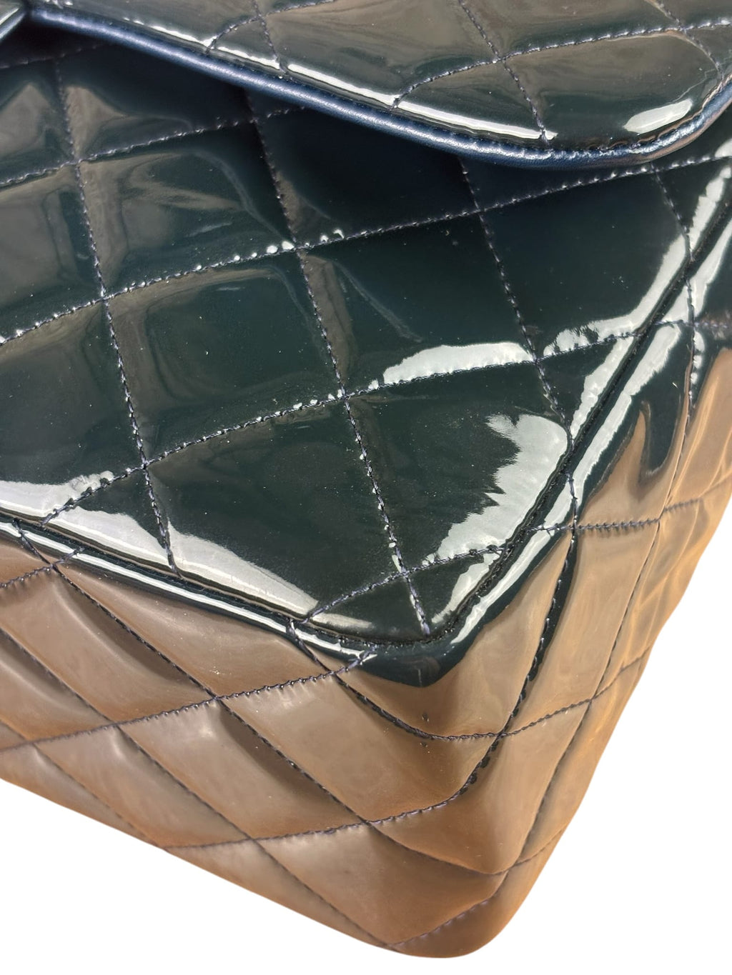 Chanel Dark Teal Quilted Patent M Double Flap 2013