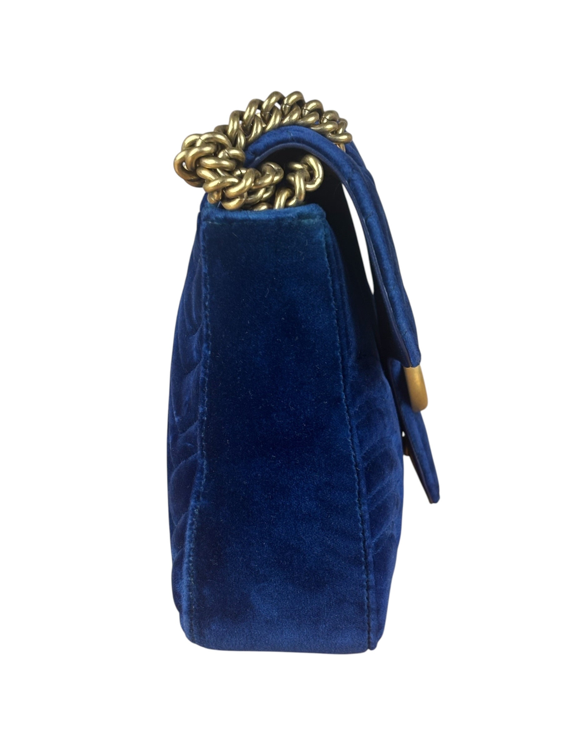 Gucci GG Blue Velvet Marmont Shoulder Bag