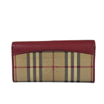 Burberry Red Leather House Check Continental Long Wallet