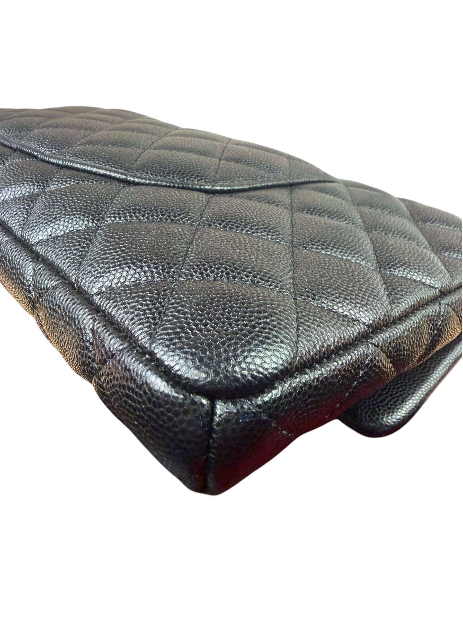 Chanel Black Caviar Quilted Flap Clutch Bag 2019