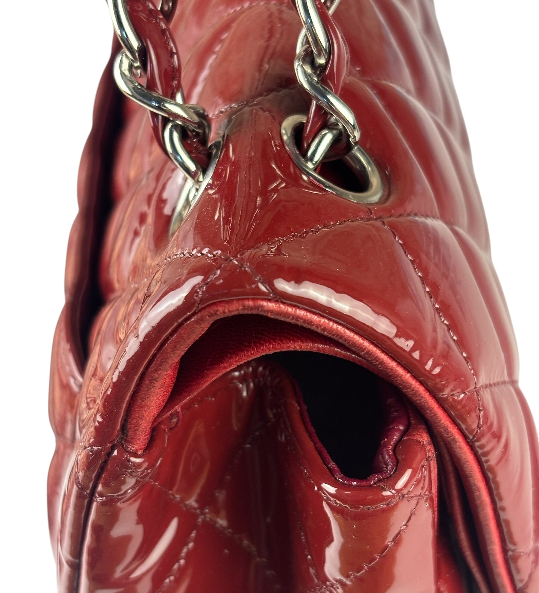 Chanel Red Patent Leather Jumbo Double Flap Bag 2011
