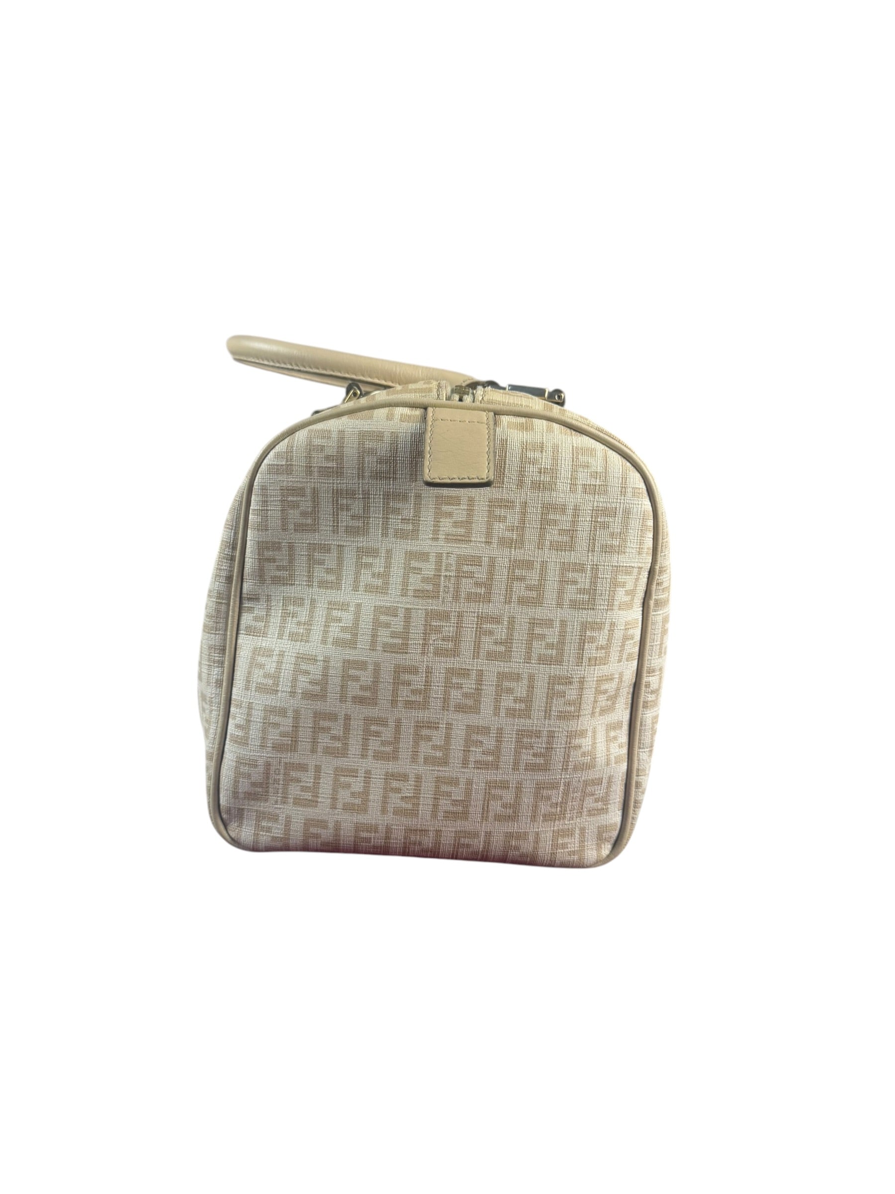 Fendi Vintage Beige Zucca Mini Boston Bag