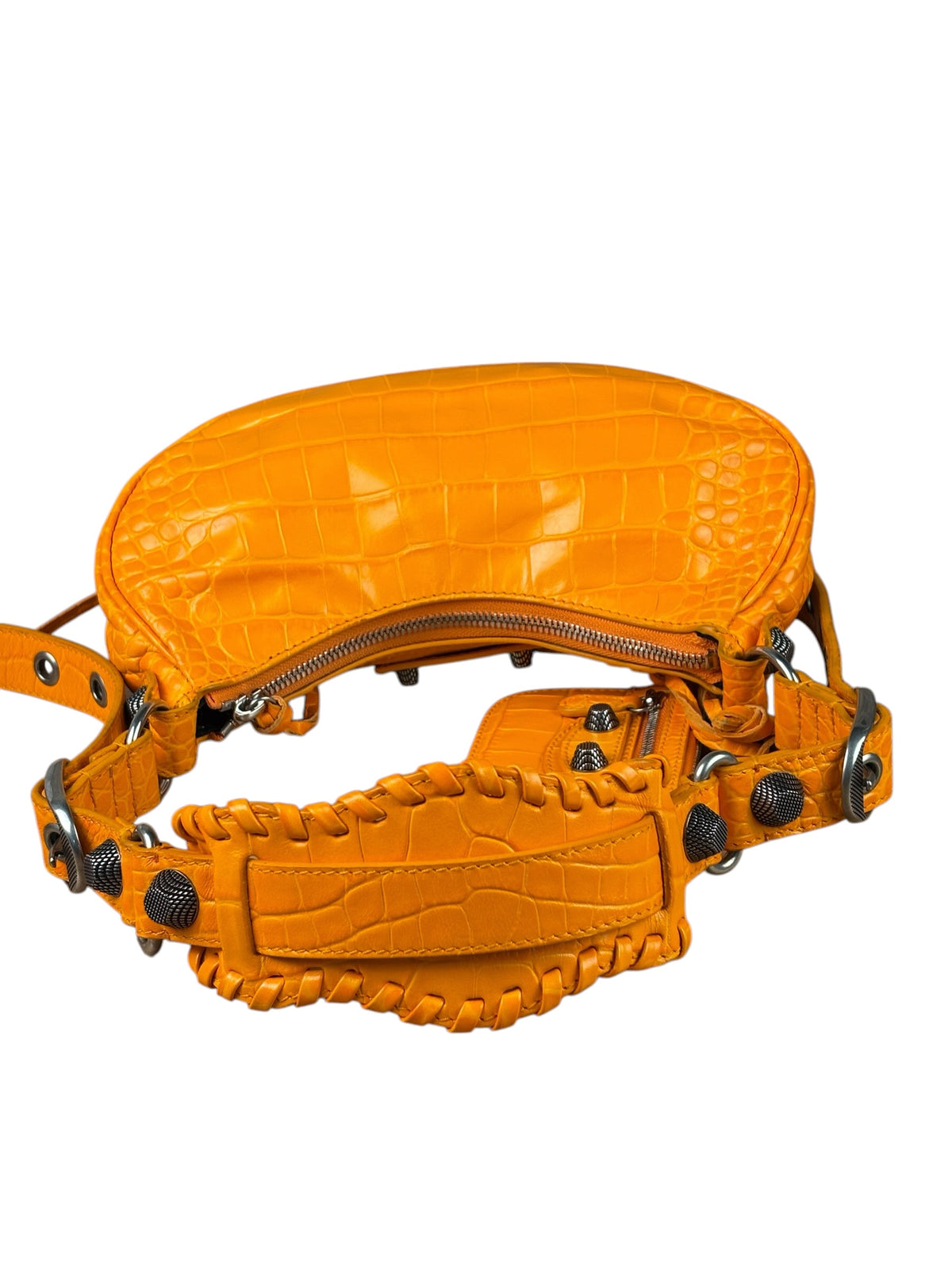 Balenciaga Orange Leather Moto City Bag