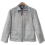 Prada Vintage Blue Striped Canvas Zip Up Collared Jacket