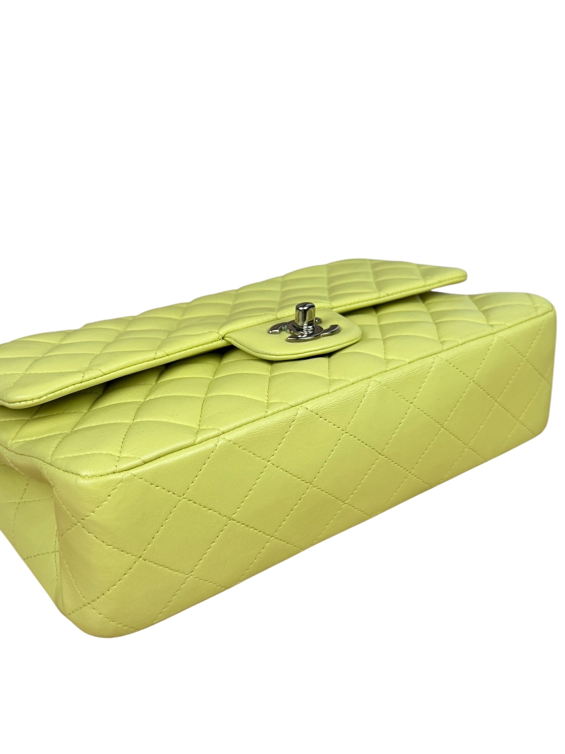 Chanel Yellow Neon Quilted Leather Classic Double Flap Bag 2010