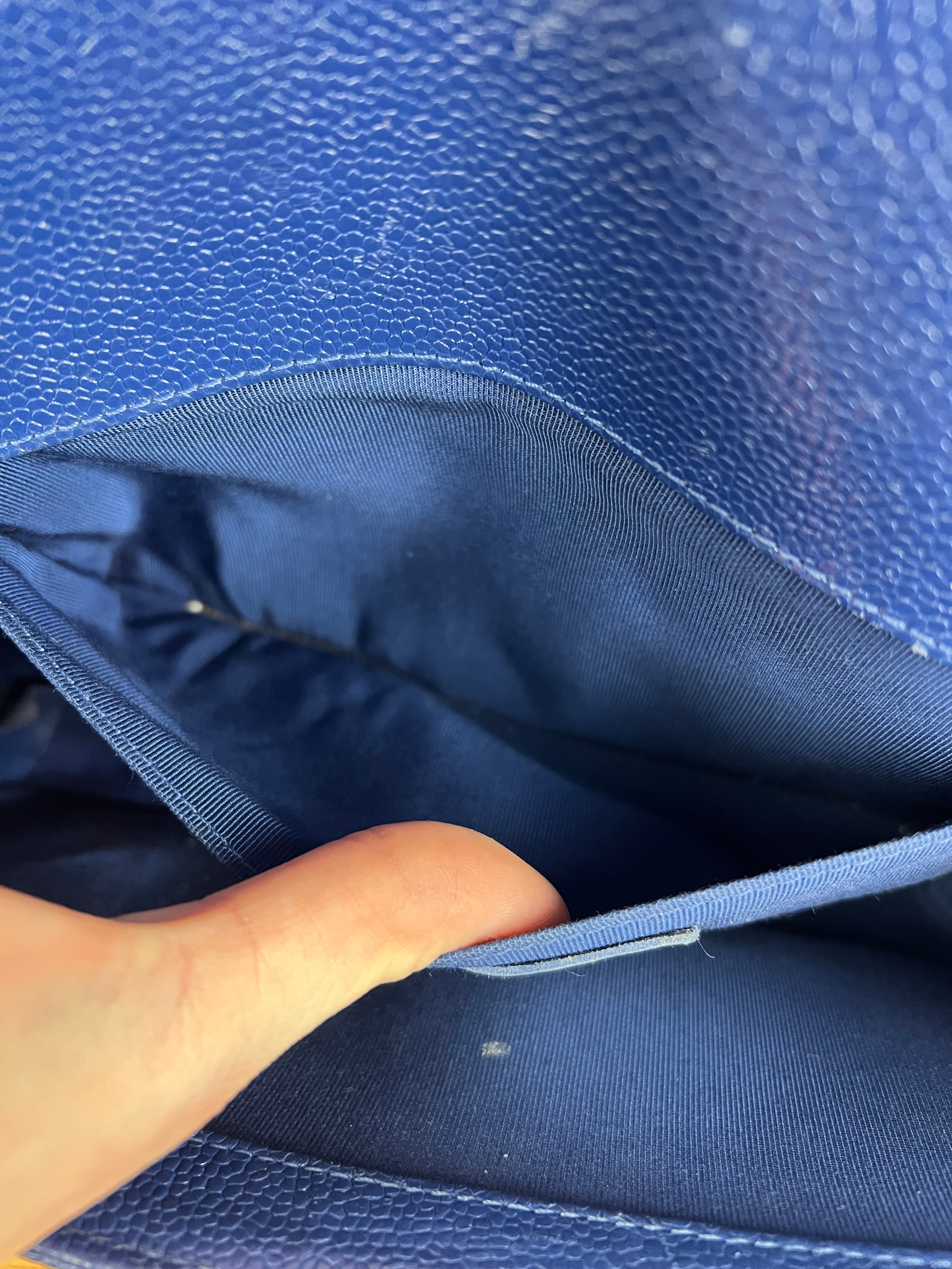 Chanel Blue Chevron Caviar Medium Boy Bag 2019