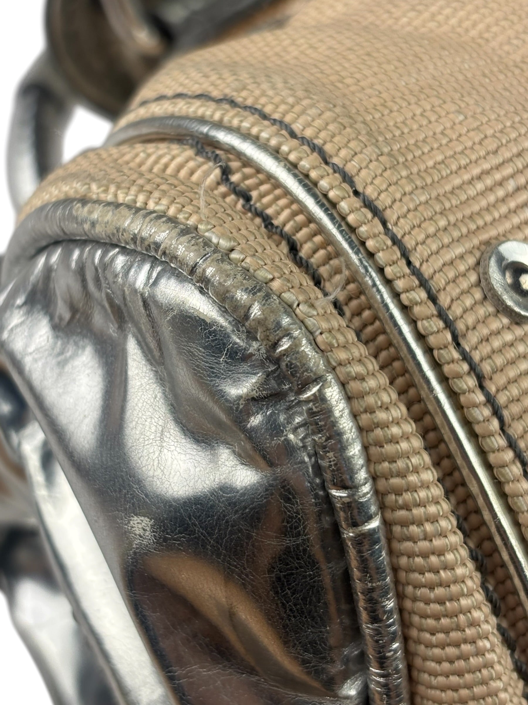 Chloe Beige/Silver Patent Leather Paddington Handbag