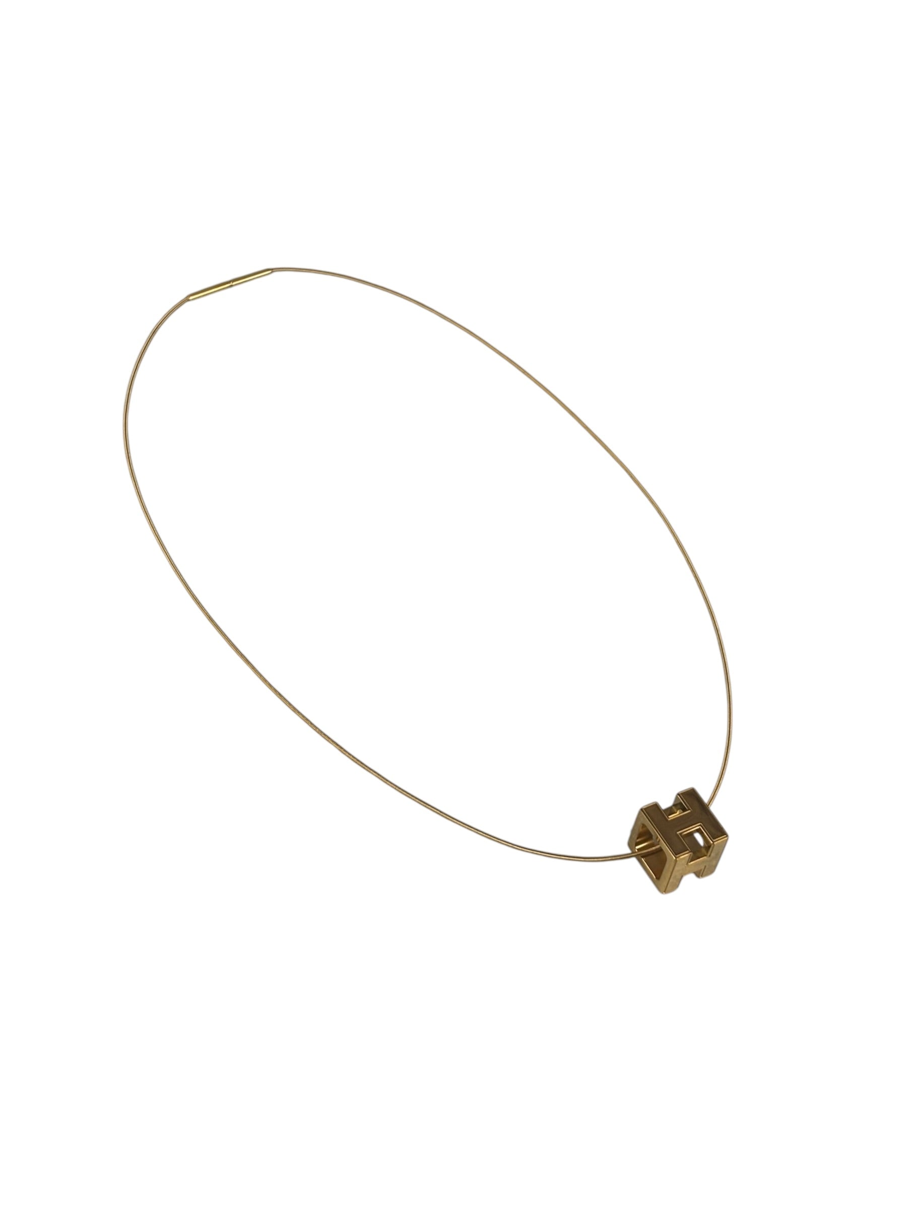 Hermes Cage d'H Gold Plated Pendant Necklace