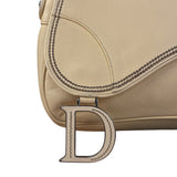 Christian Dior Vintage Beige Leather Stitch Saddlebag