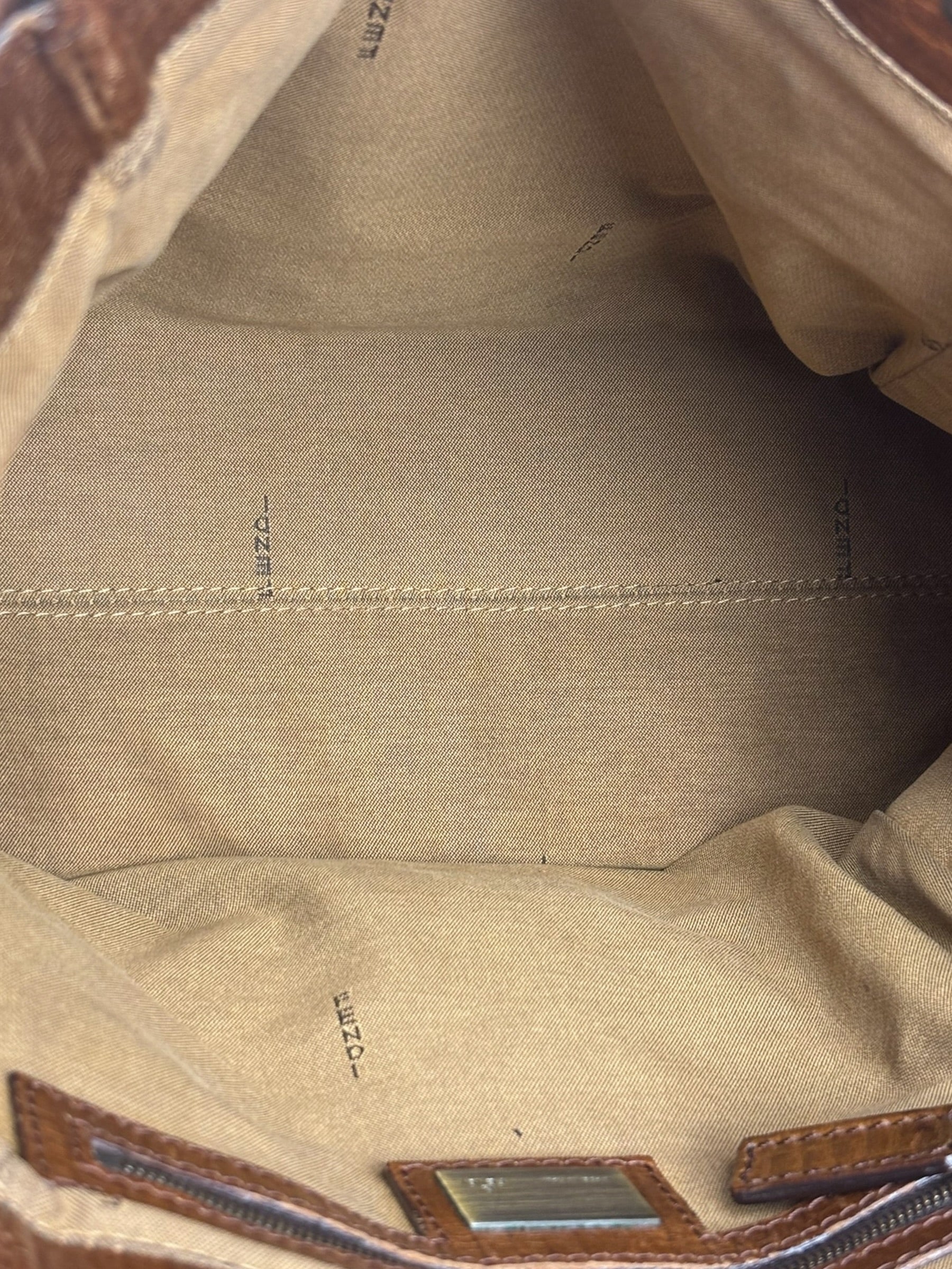 Fendi Vintage Leather Trim Zucca Etnico/Du Jour Tote Bga