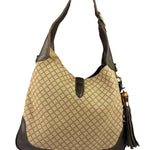 Gucci Brown Leather Trim Jackie 1961 Hobo Bag