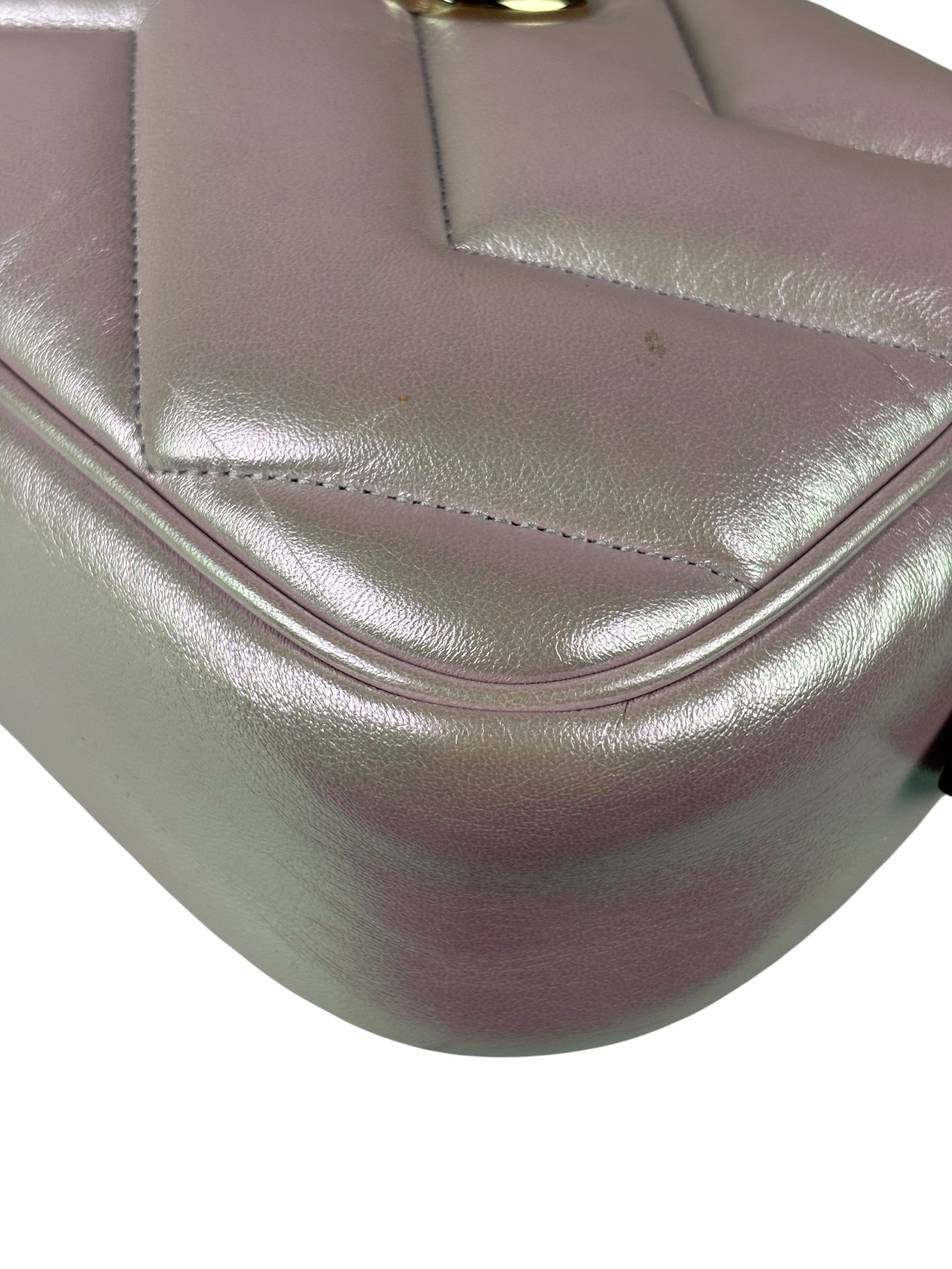 Gucci Iridescent Pink Nappa Chevron Small GG