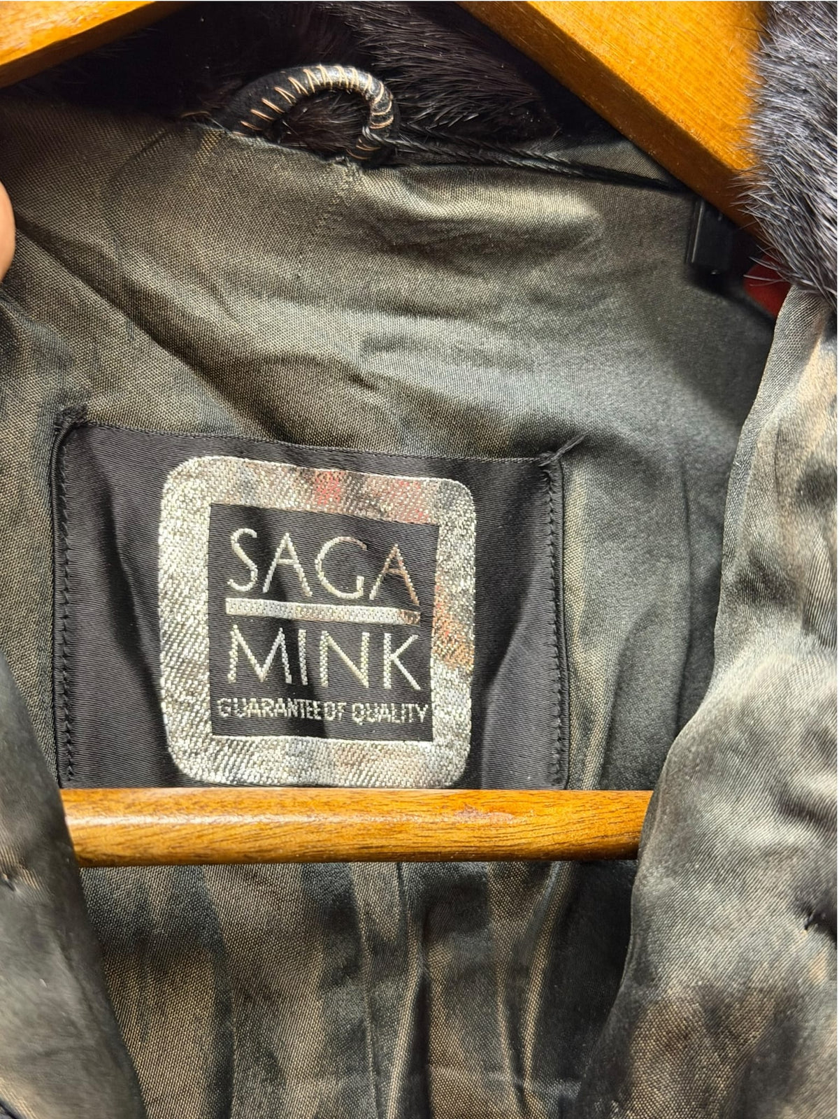 Vintage Saga Dark Brown Mink Zip-Up Striped Coat