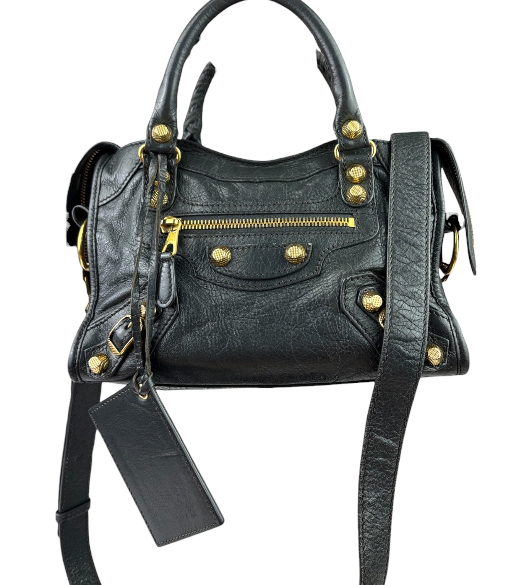 Balenciaga Grey Lambskin Motocross City Two-Way Bag