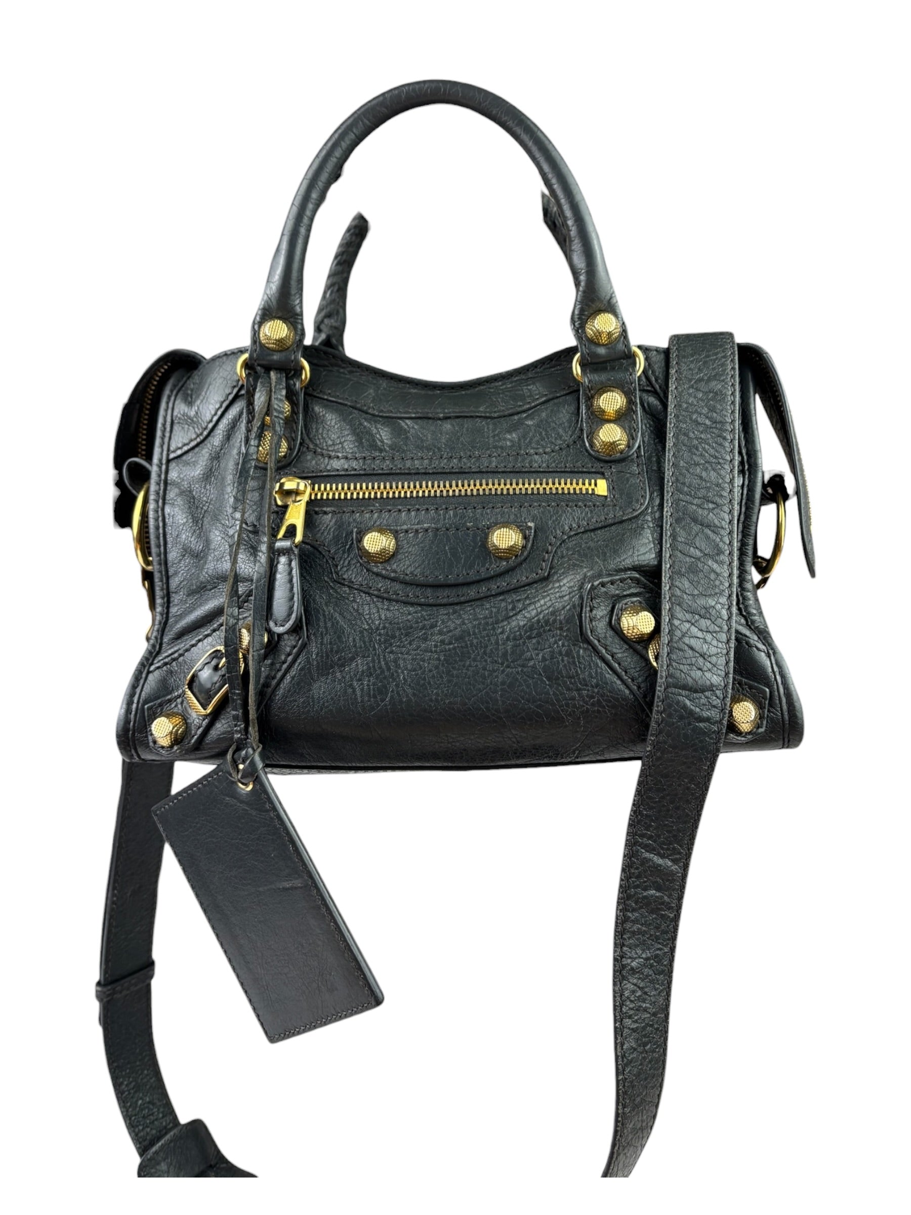 Balenciaga Grey Lambskin Motocross City Two-Way Bag