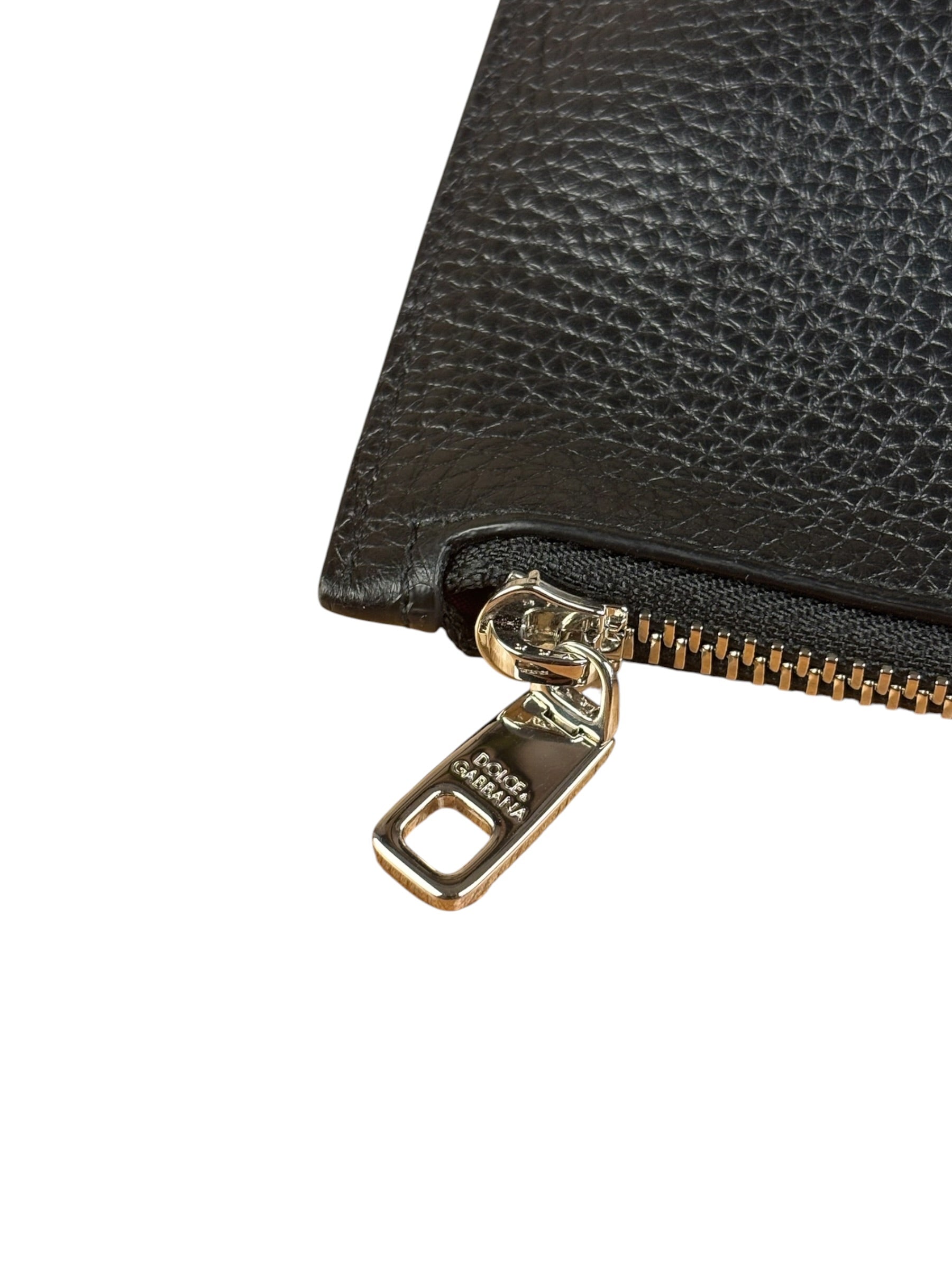 Dolce & Gabbana Black Pebbled Leather DJ Turntable Set Zip Pouch