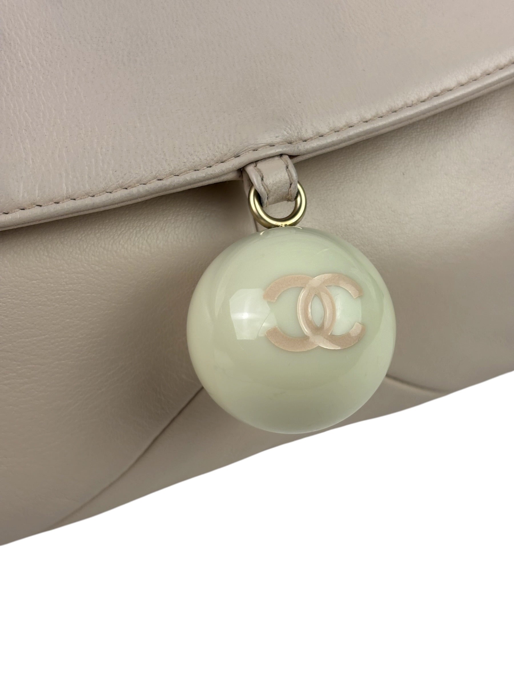 Chanel Cream Leather Cue Ball Foldover Shoulder Bag 2003