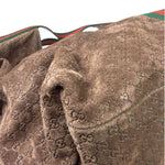 Gucci Brown Suede GG Supreme Giglio Large Tote