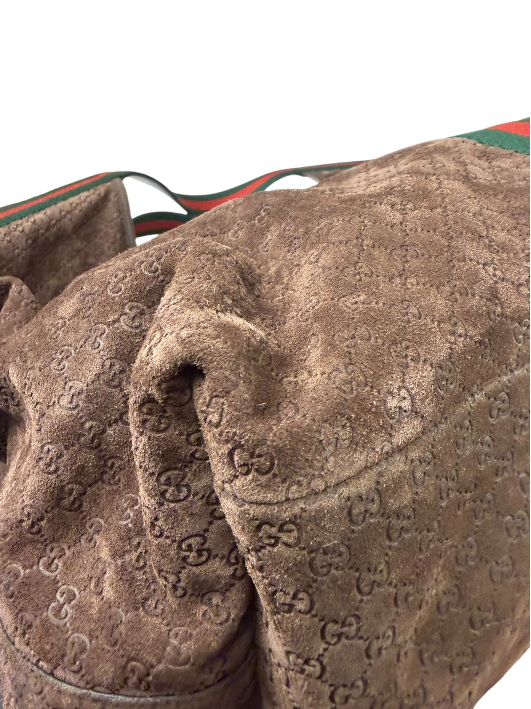 Gucci Brown Suede GG Supreme Giglio Large Tote