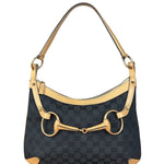 Gucci Vintage Black GG Horsebit Shoulder Bag