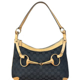 Gucci Vintage Black GG Horsebit Shoulder Bag