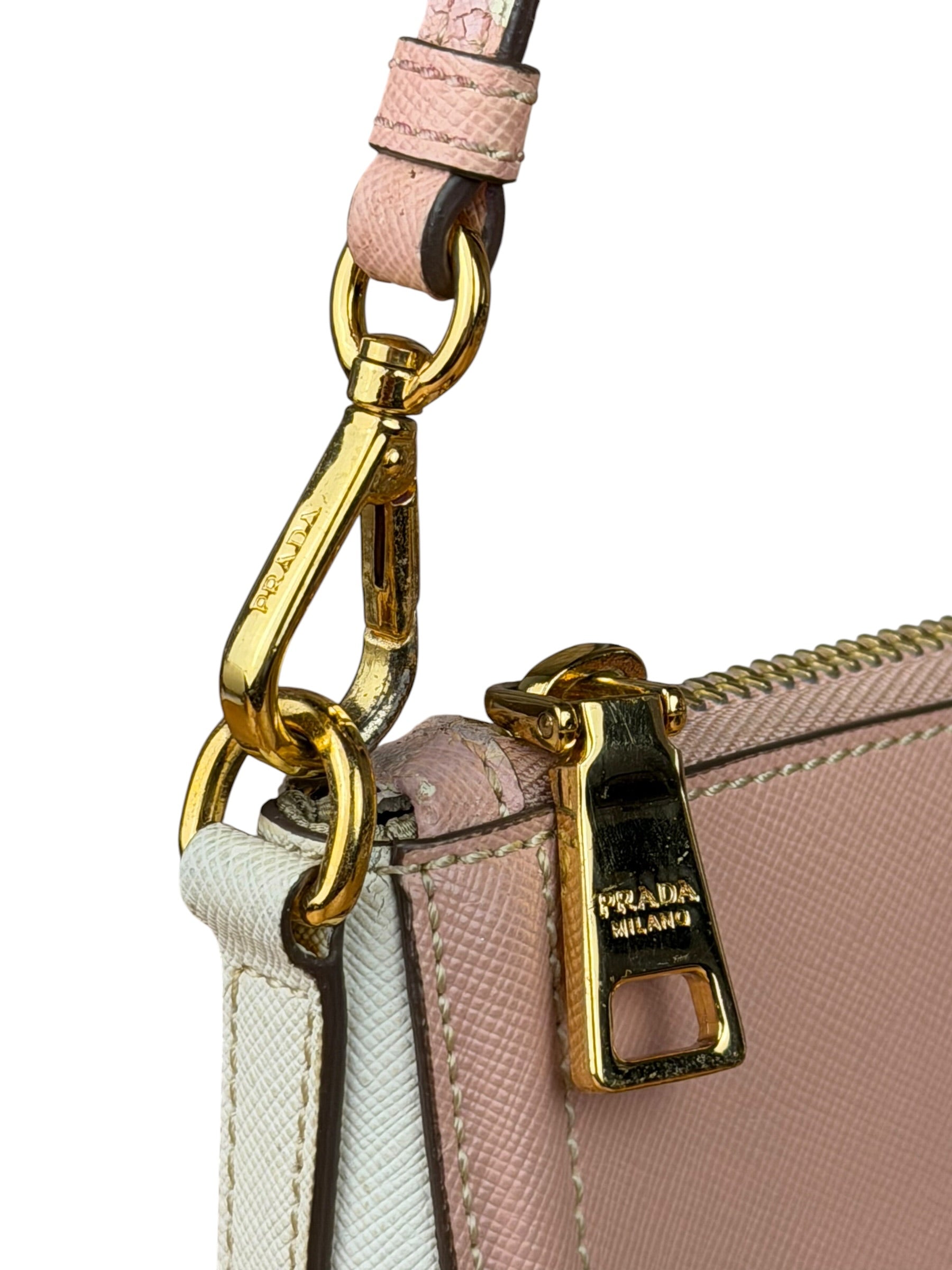 Prada Bicolor Saffiano Leather Mini Pochette