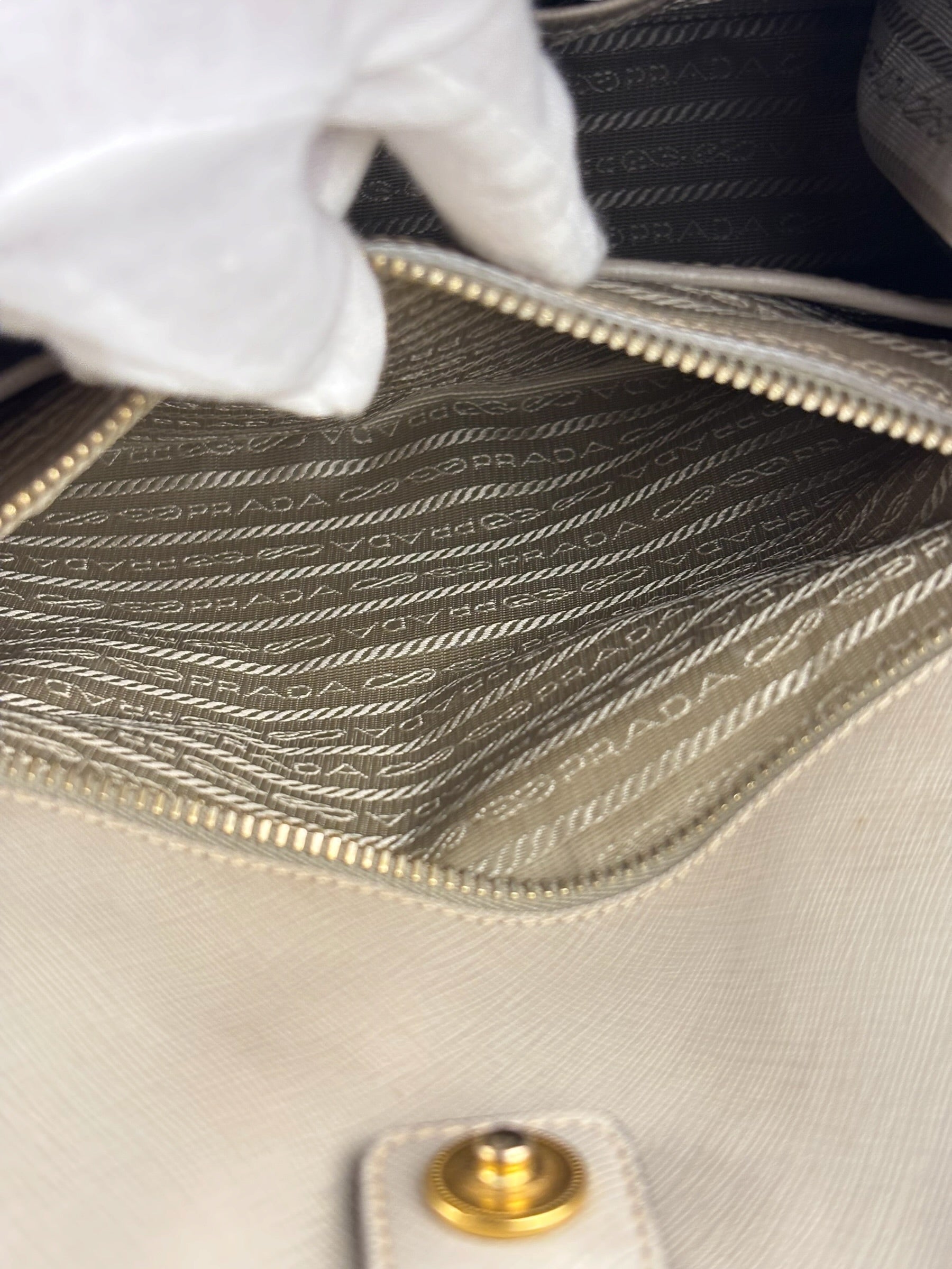 Prada Saffiano Lux Leather Grey 2Way Shopping Bag
