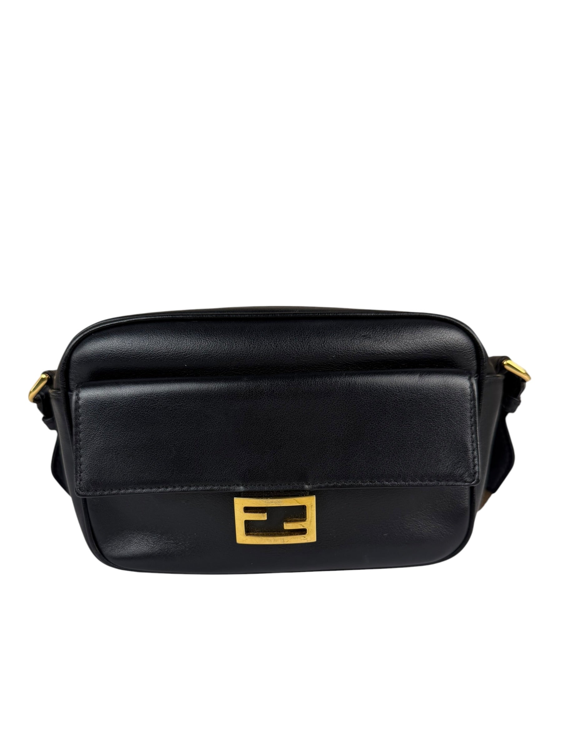 Fendi Black Leather Camera Crossbody