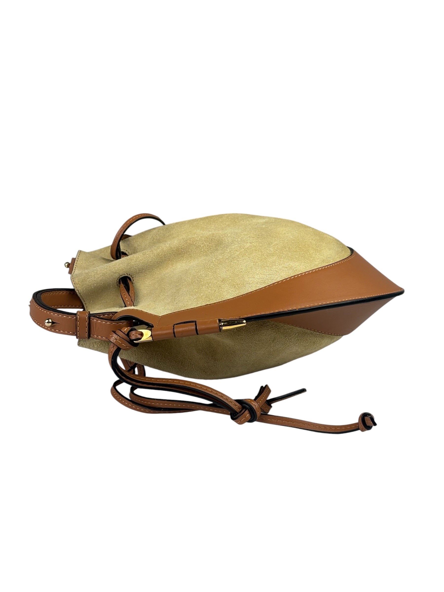 Loewe Brown/Beige Suede/Leather Trim Horseshoe Shoulder Bag