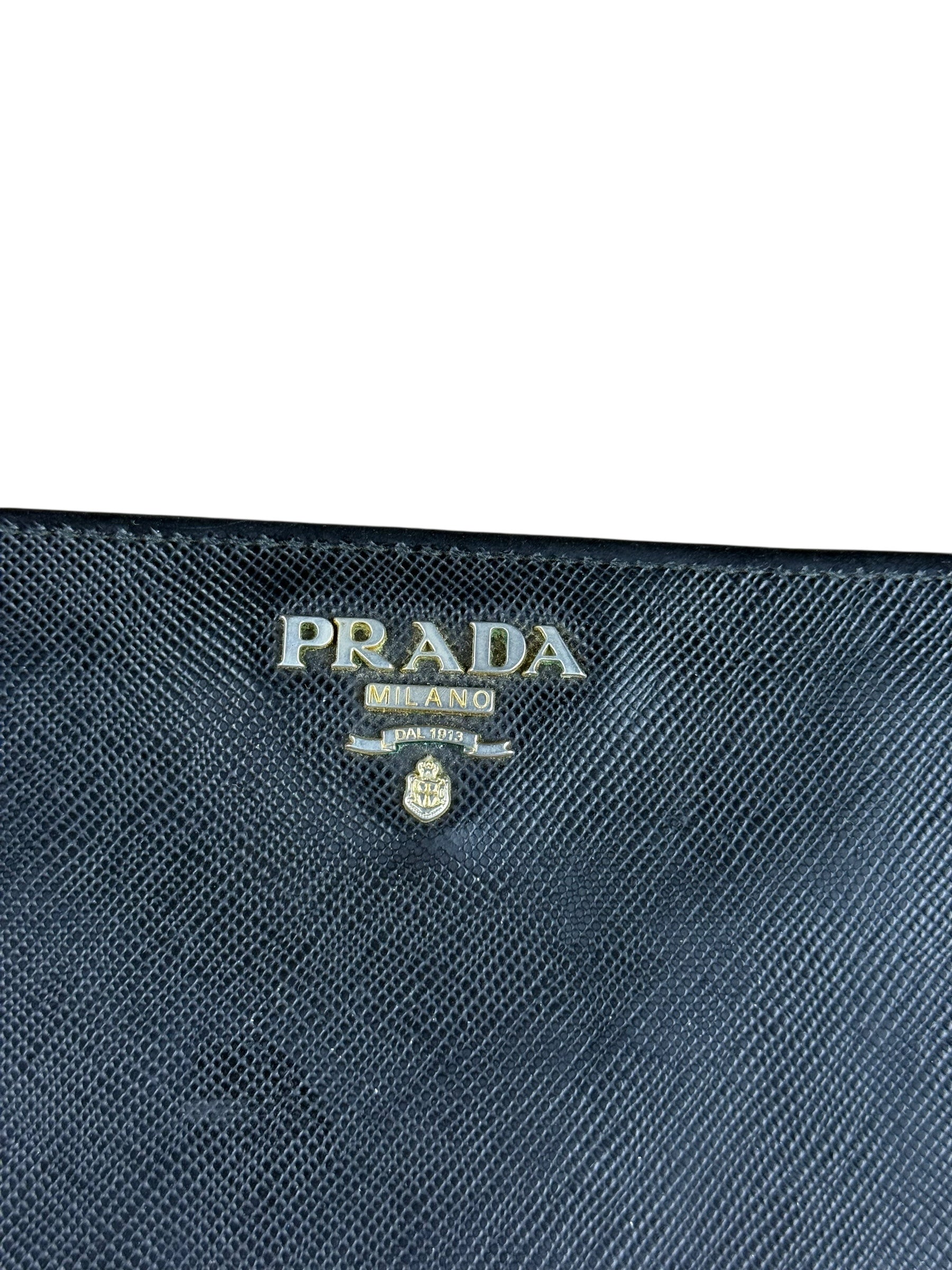 Prada Saffiano Zip Compact Wallet