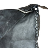Bottega Veneta Black Intrecciato Leather Flap Messenger Bag