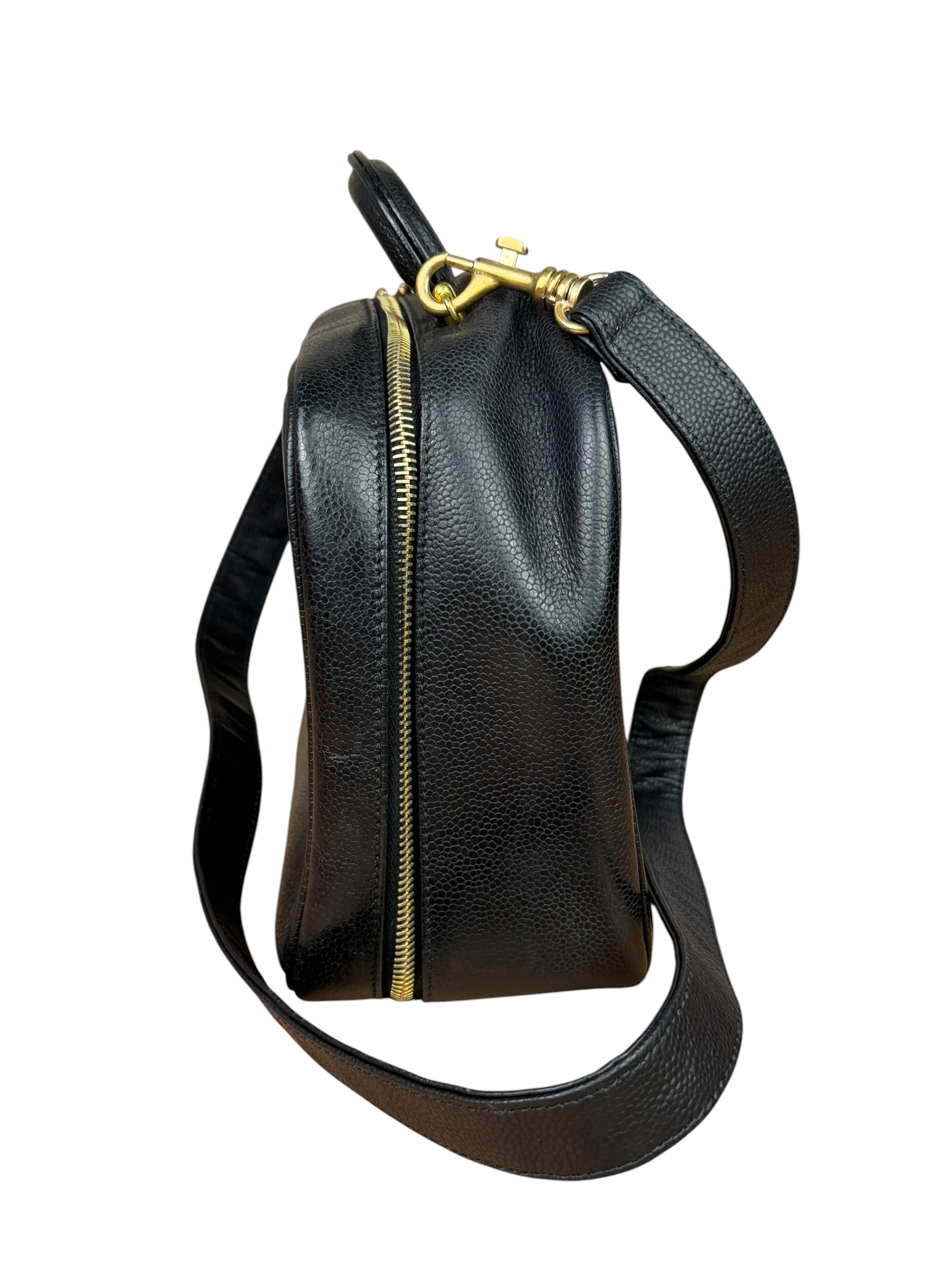 Chanel Black Caviar Leather Vanity 2Way Handbag '96-'97