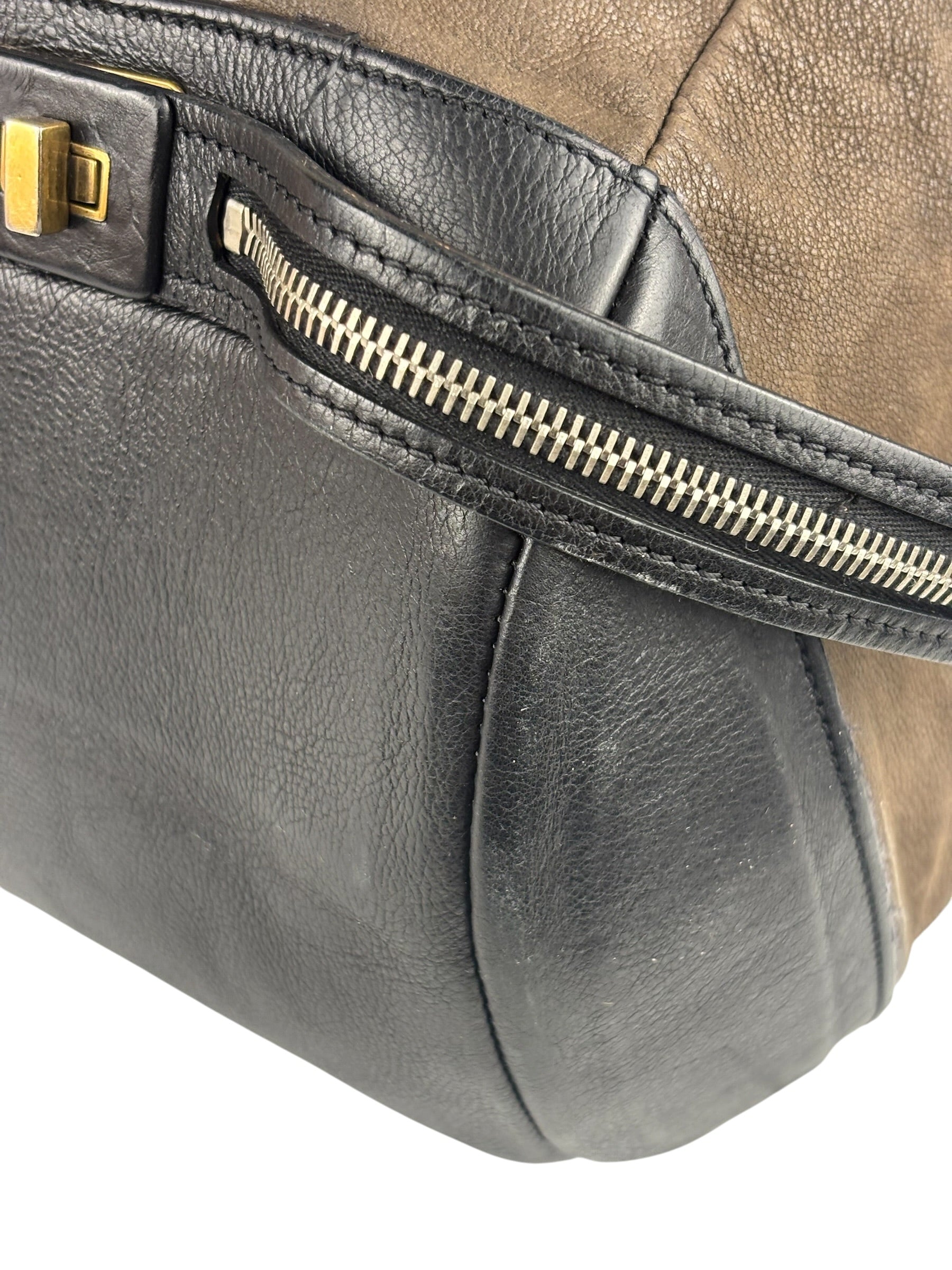Celine Brown/Black Leather Bowling Bag