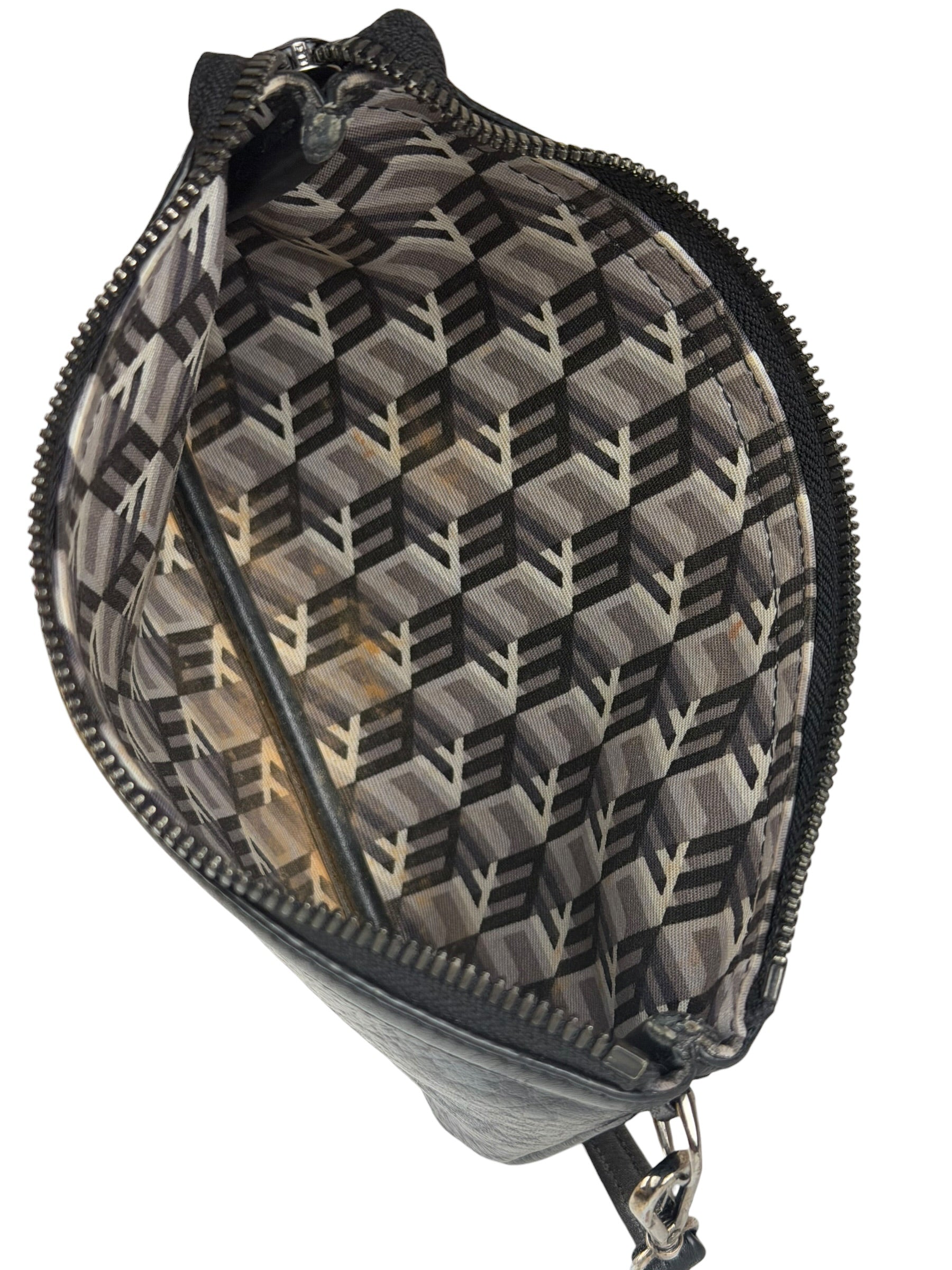 MCM Black Leather Visetos Monogram Pochette