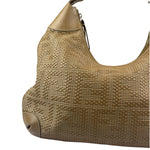 Fendi Beige Leather Trim Woven Hobo Bag