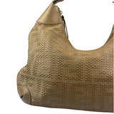 Fendi Beige Leather Trim Woven Hobo Bag