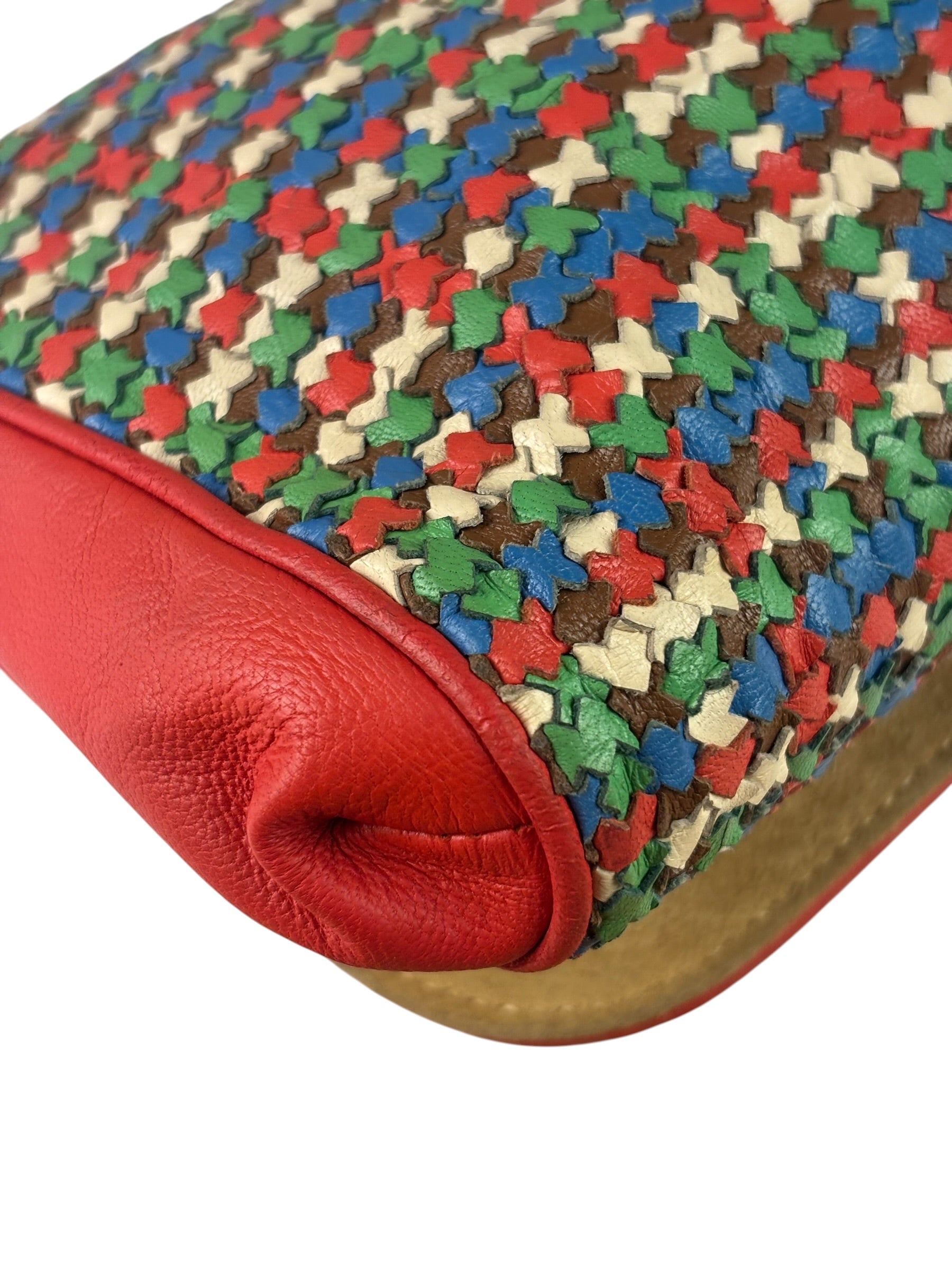 Fendi Colorblock Leather Woven Shoulder Bag