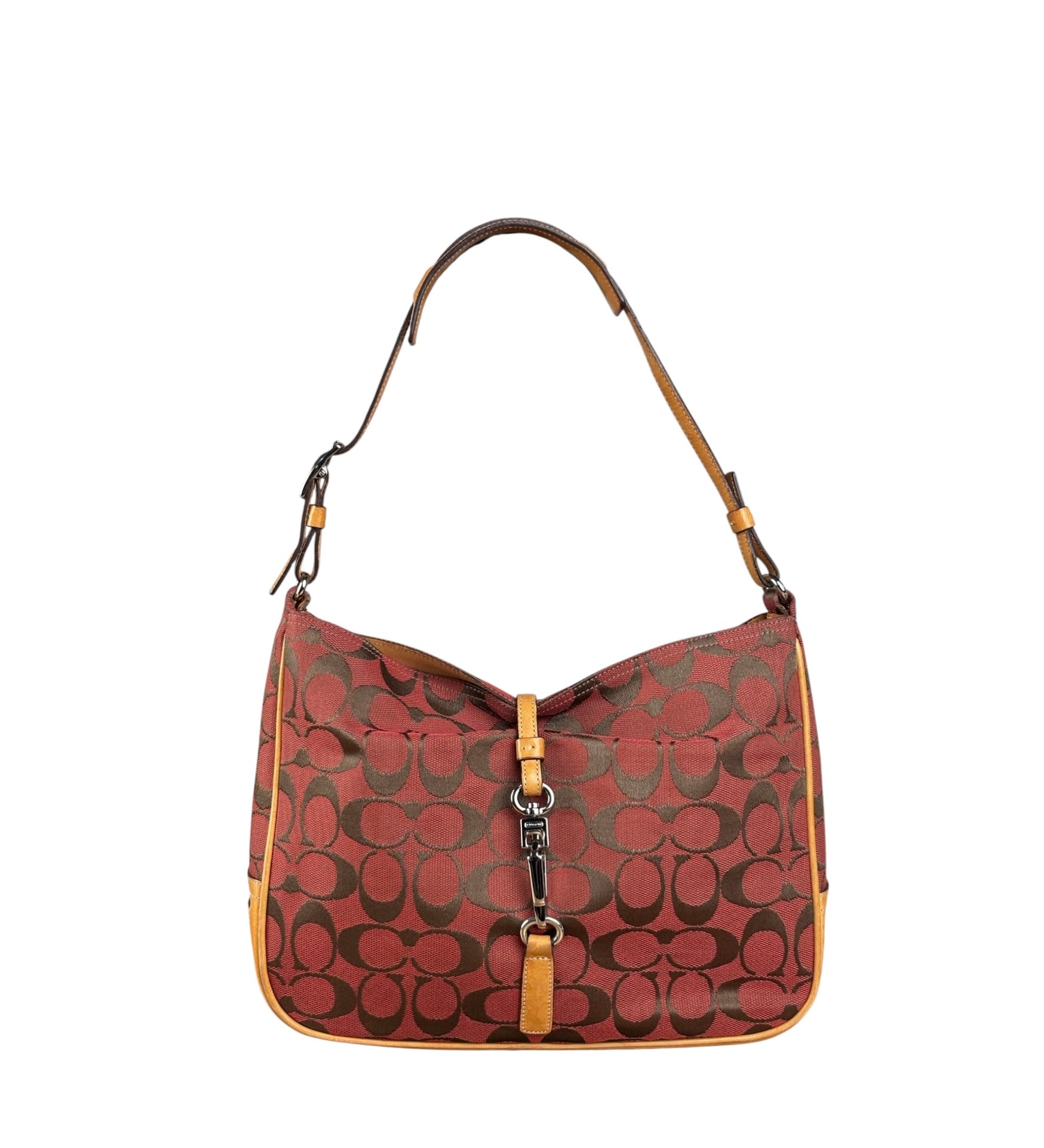 Coach Multicolor Leather Trim Signature Canvas Shoulder Bag
