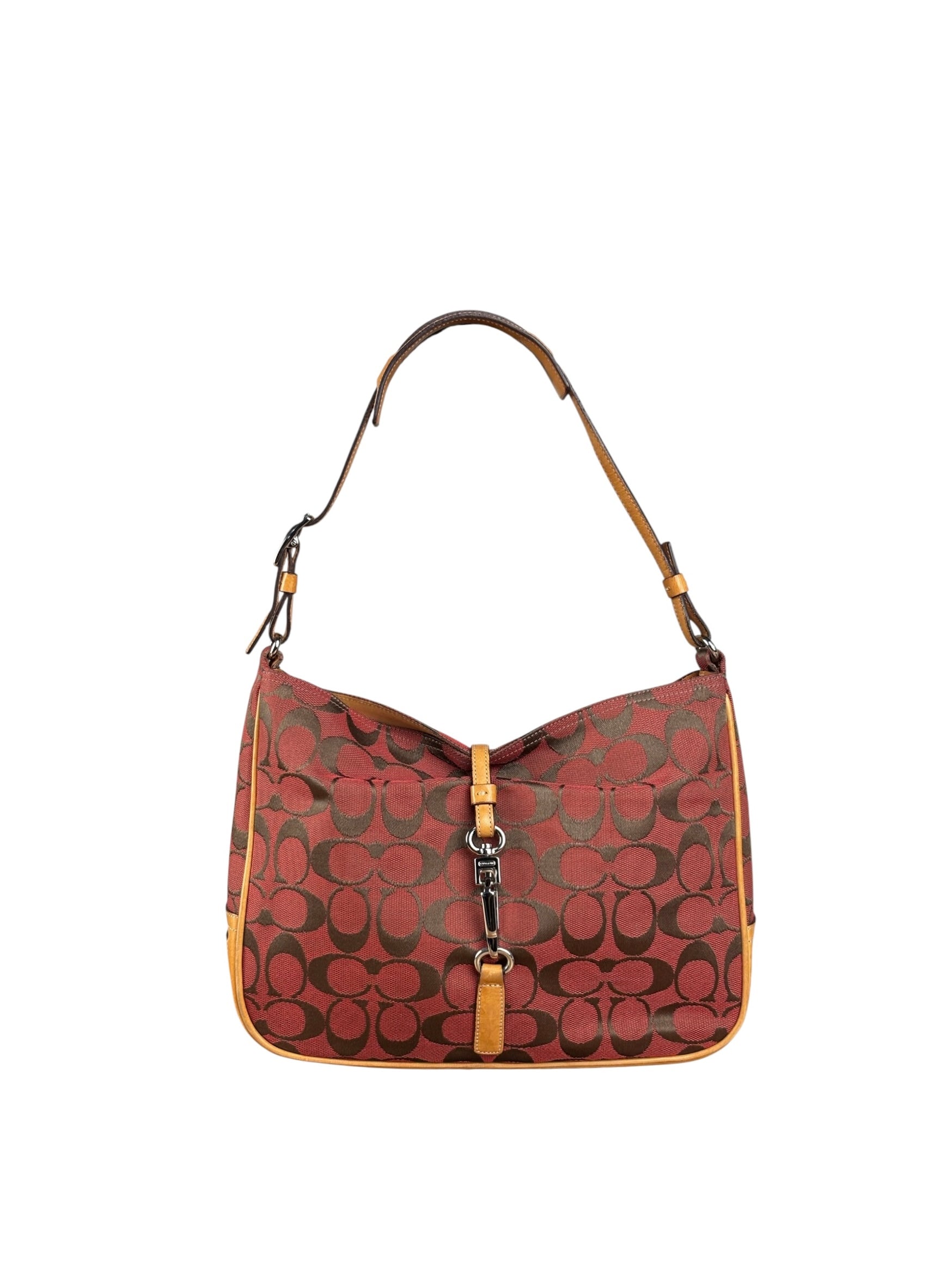 Coach Multicolor Leather Trim Signature Canvas Shoulder Bag