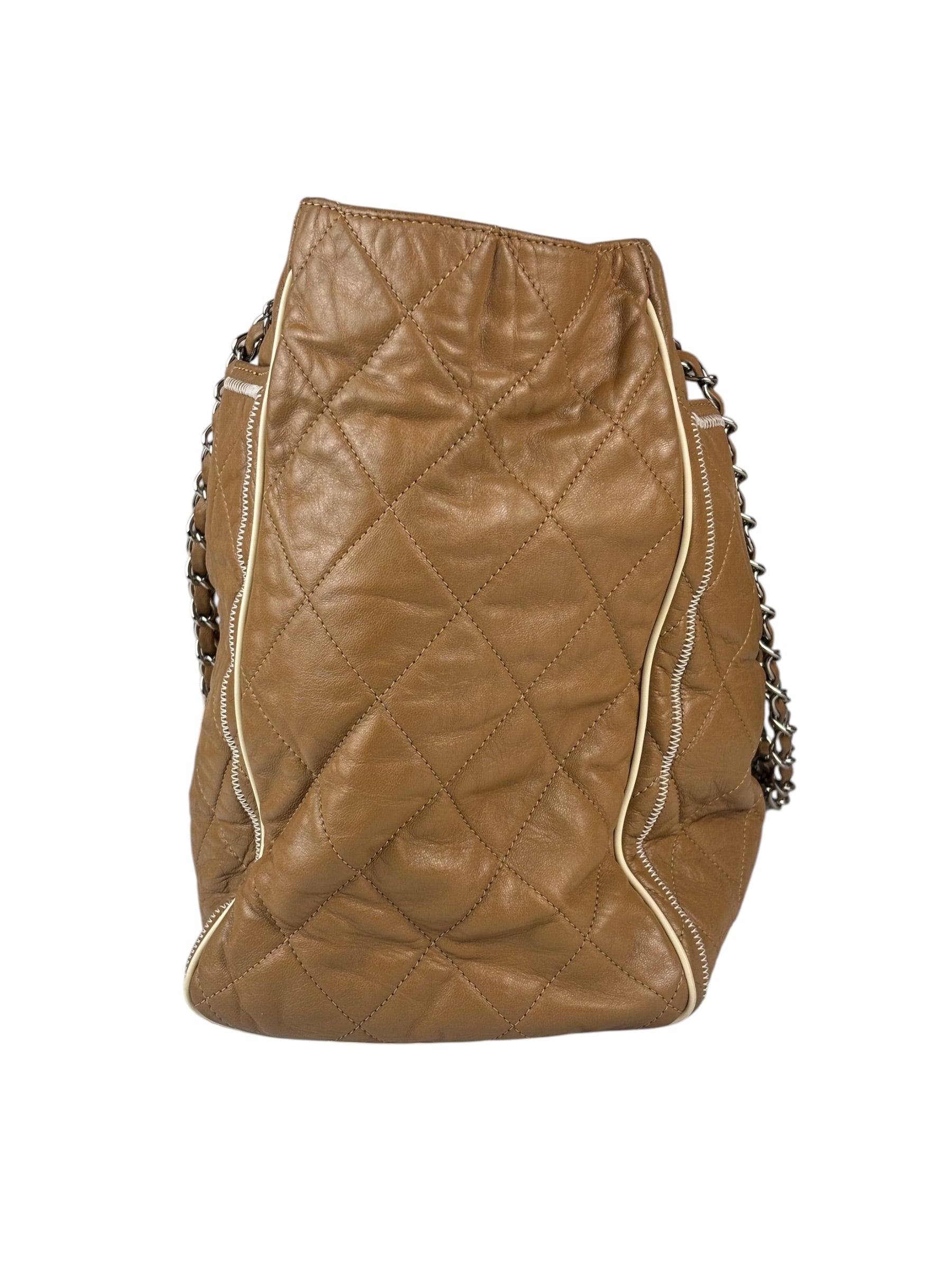 Chanel Camel Quilted Lambskin East-West Large Chain Tote 2008