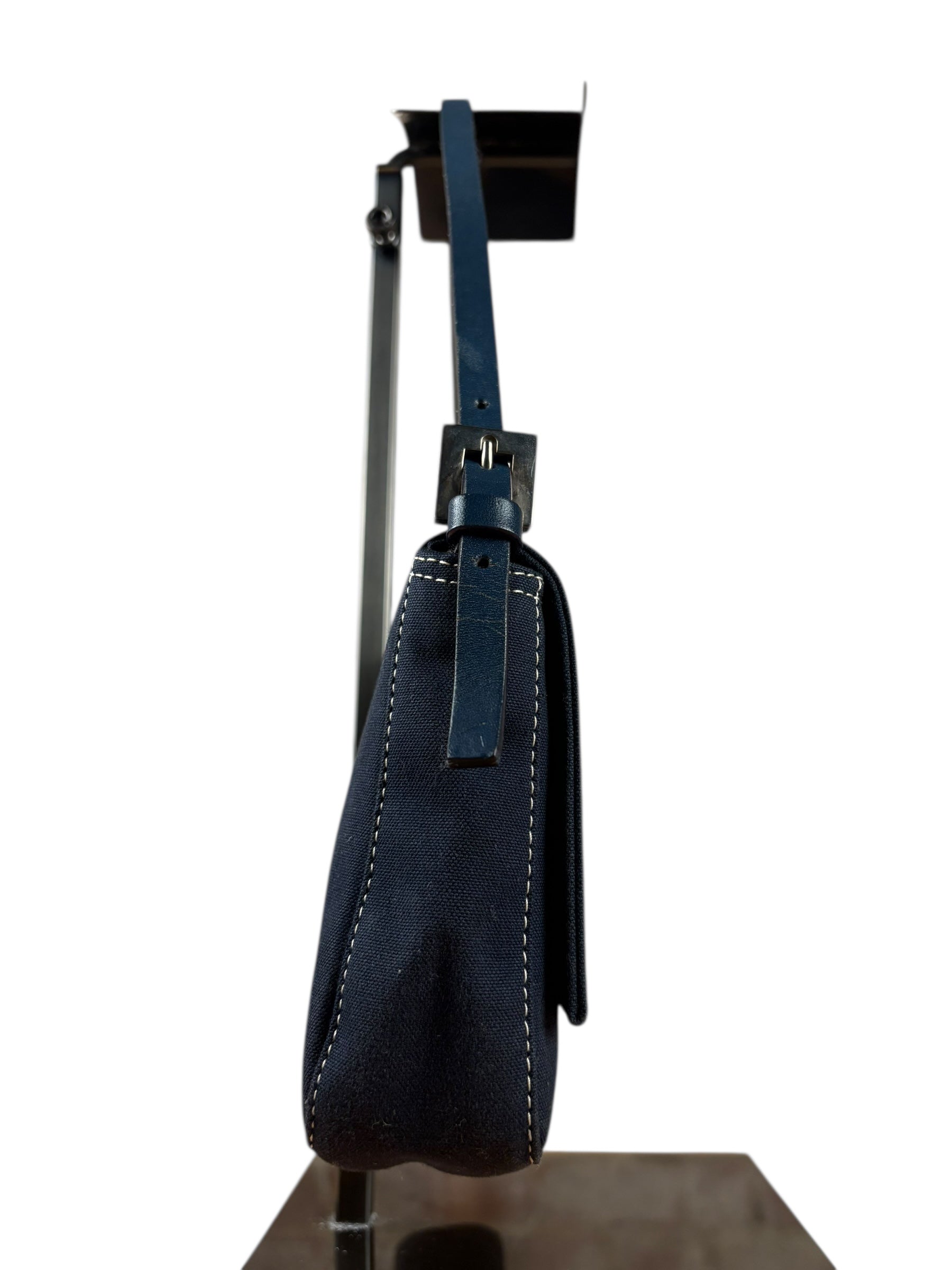 Fendi Denim Canvas Wave Buckle Pochette