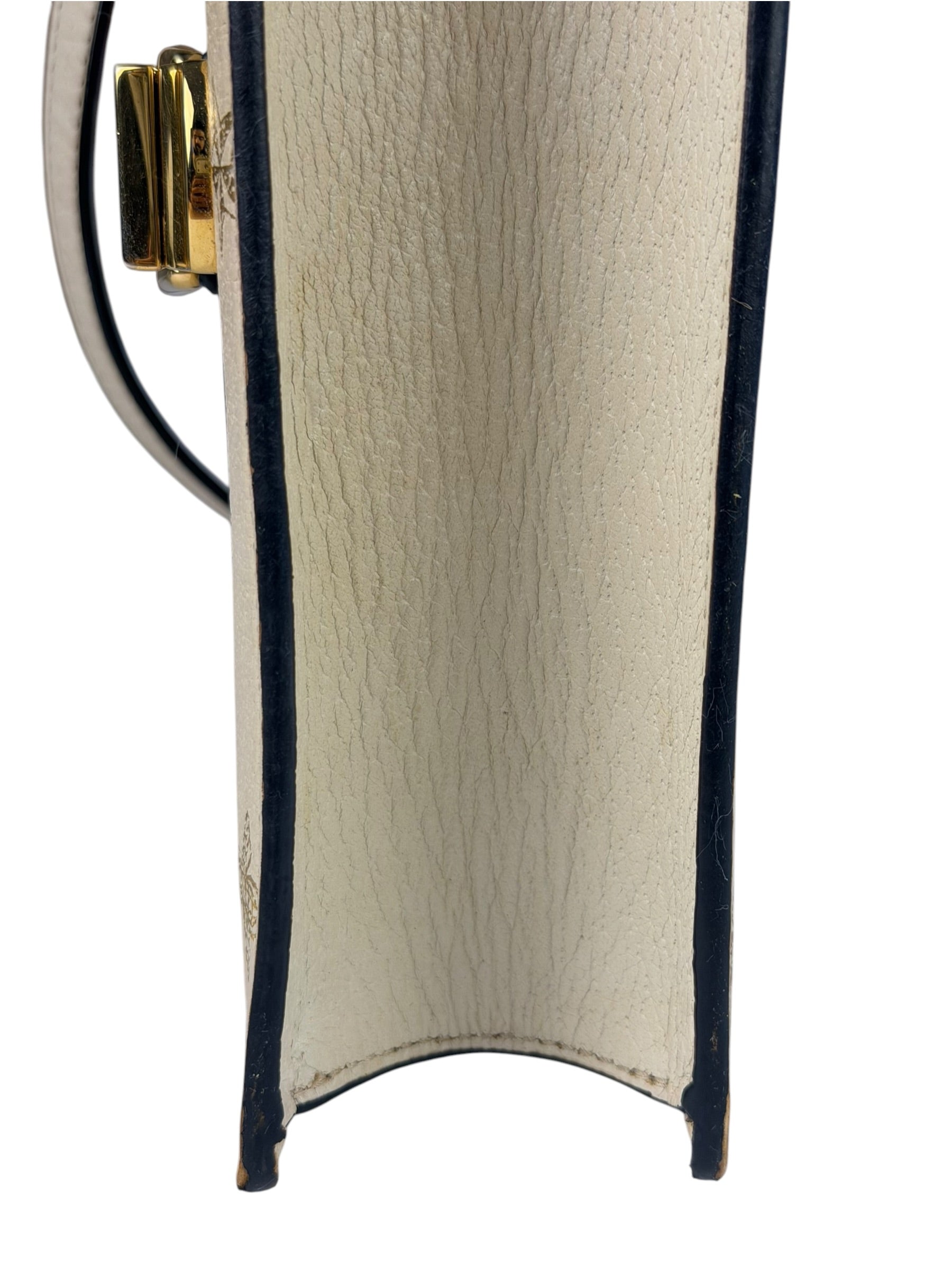 Gucci Textured Calfskin Bee Star Sylvie Shoulder Bag White