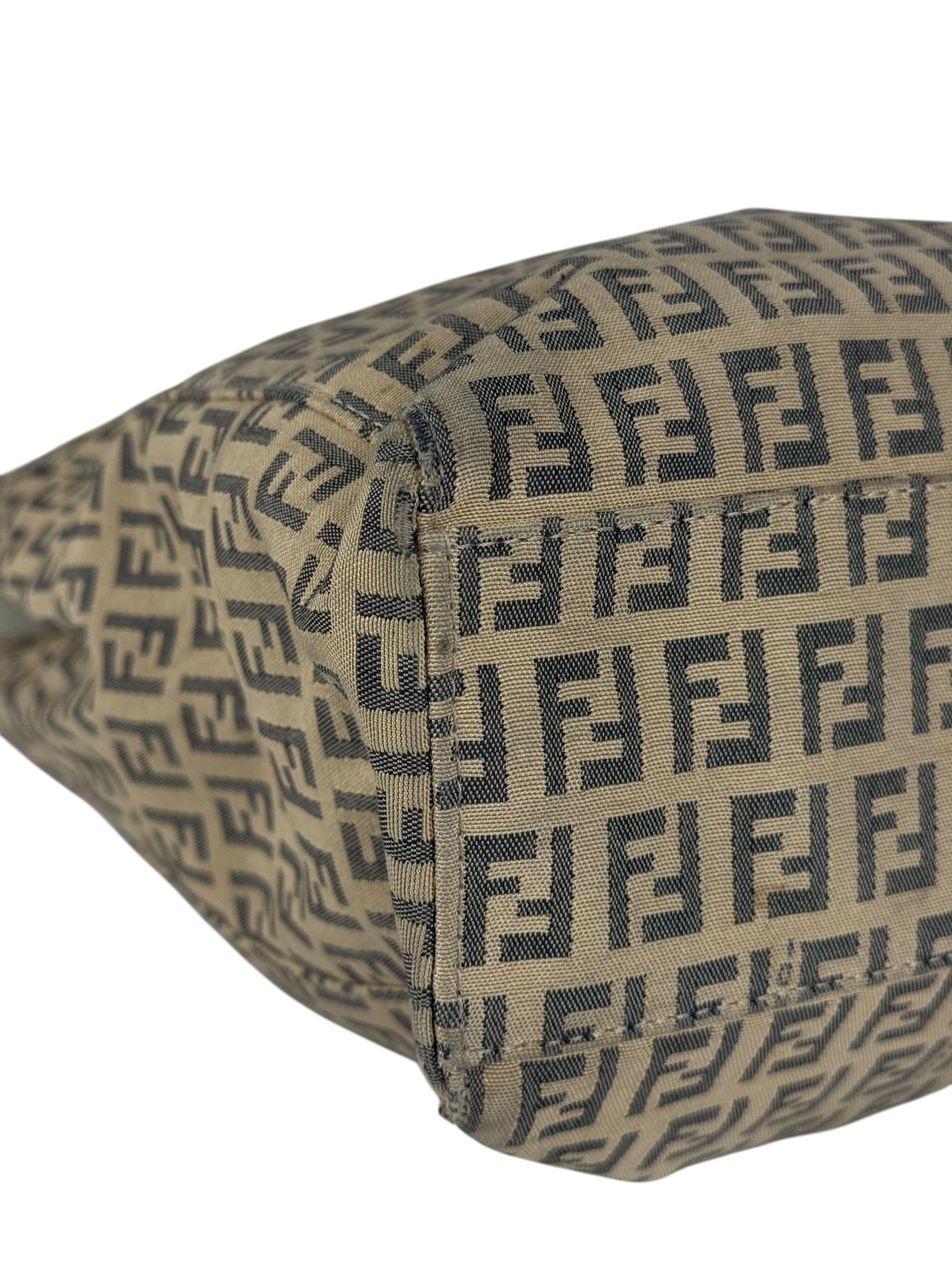 Fendi FF Beige Canvas Double Pocket Tote Bag